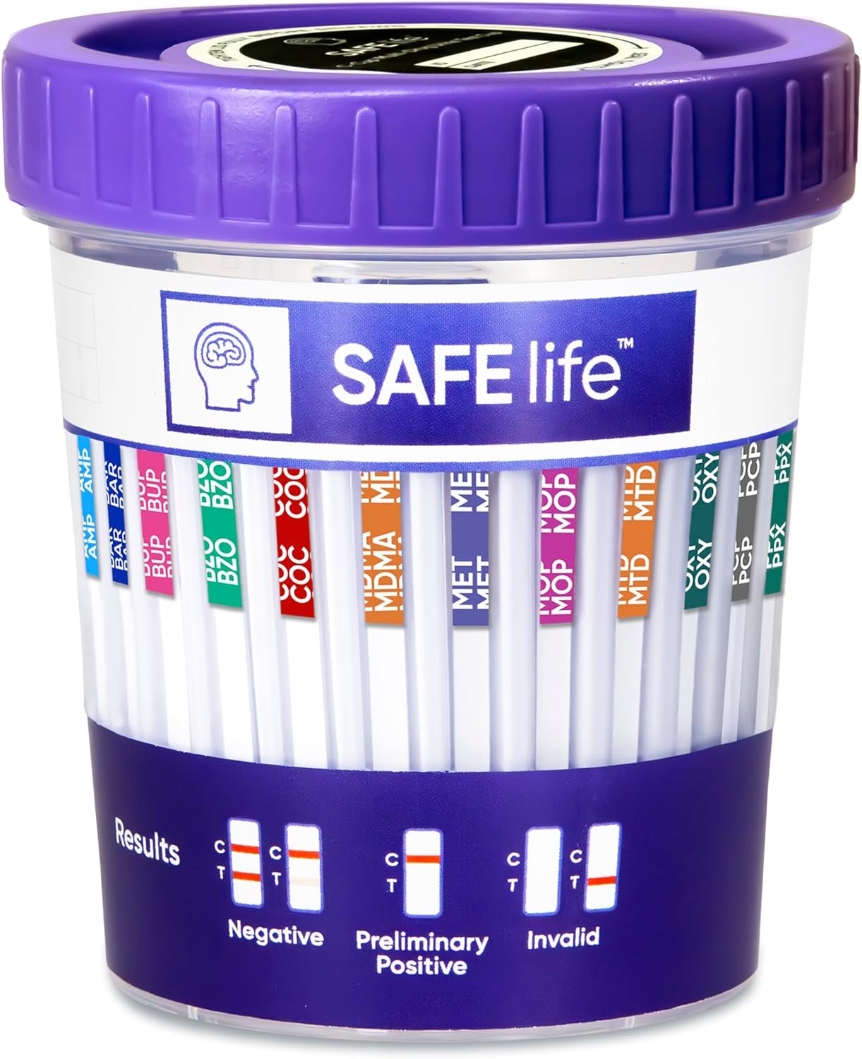 SAFE LIFE [5 Pack] -13 Panel Urine Cup (AMP500, BAR, BUP, BZO, COC150, MDMA, MET500, MOP 300, MTD, OXY, PCP, TCA) Include with 3 Adulterations (CR,SG,PH)