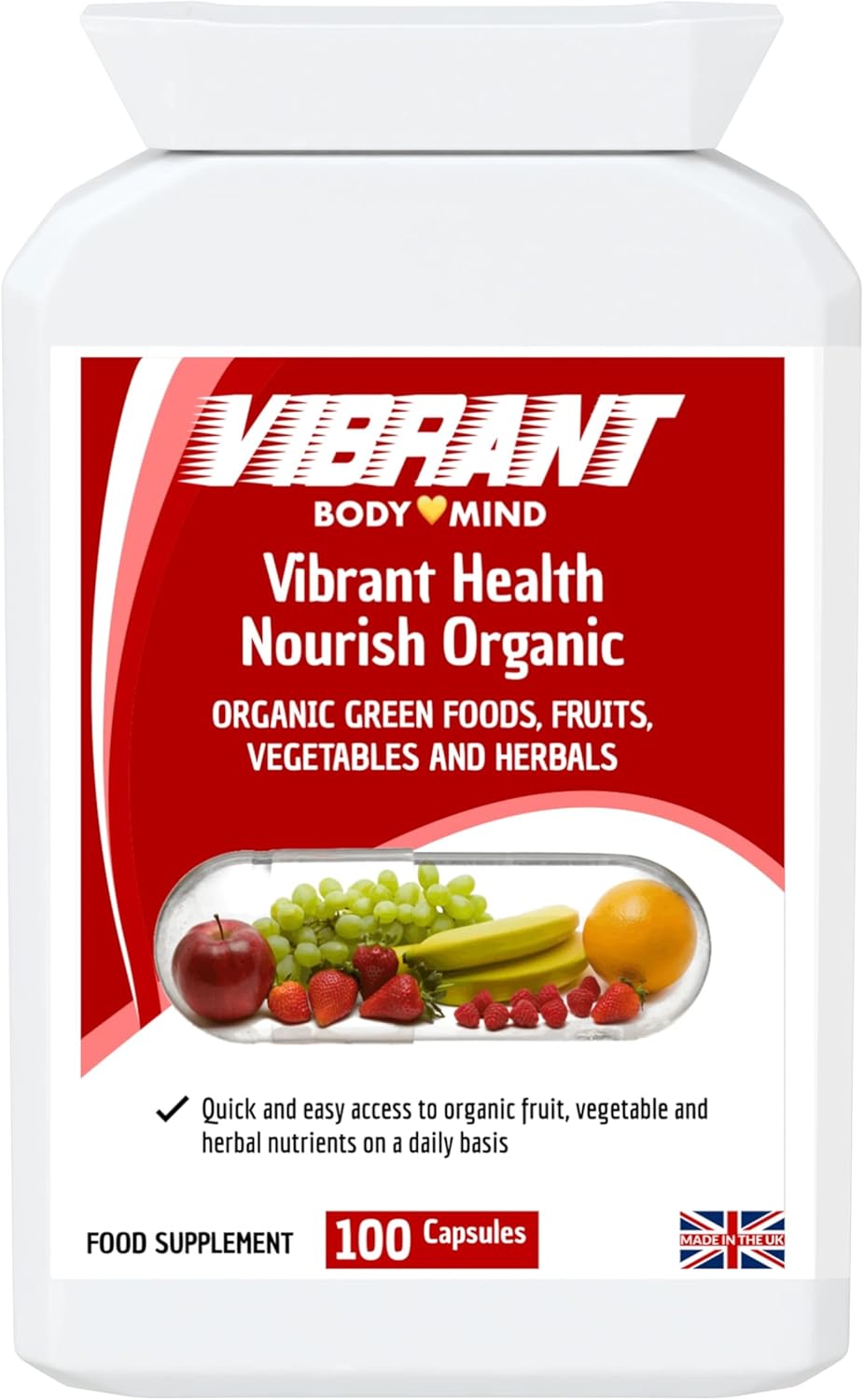 Vibrant Health Multivitamins Organic - 100 Capsules - Food-Grade Organic Nutrients, Superfoods, Organic Greens - Vegan Multivitamin Tablets Made in The UK