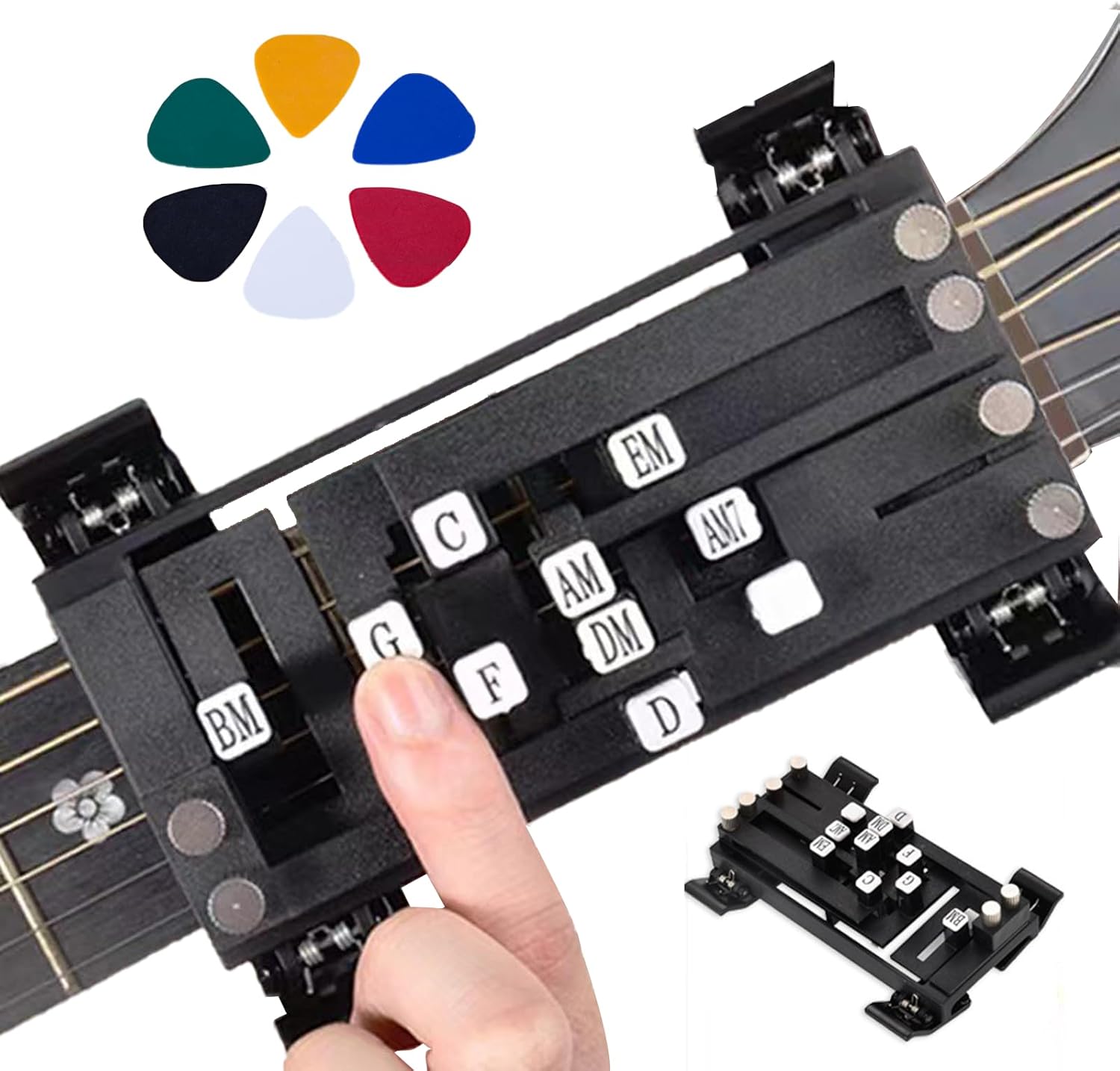 Guitar Aid Chords Trainer, Guitar Chord Presser, 2024 NEW Guitar Trainer Tool for Beginner, Guitar Chord Practice Tool, Useful Guitar Aid Chords Trainer Accessories (Blackl)
