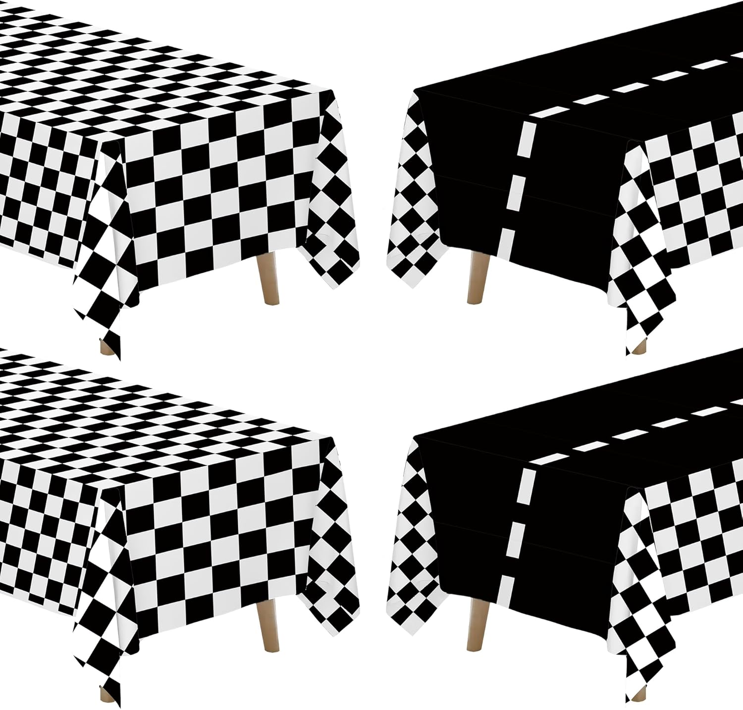 Race Car Birthday Decorations Boy Tablecloth, 4pcs Racing Car Party Supplies Tablecover for Fast One or Two Fast Theme, Disposable Table Cloth for Kids Car Birthday Party, 86in x 55in