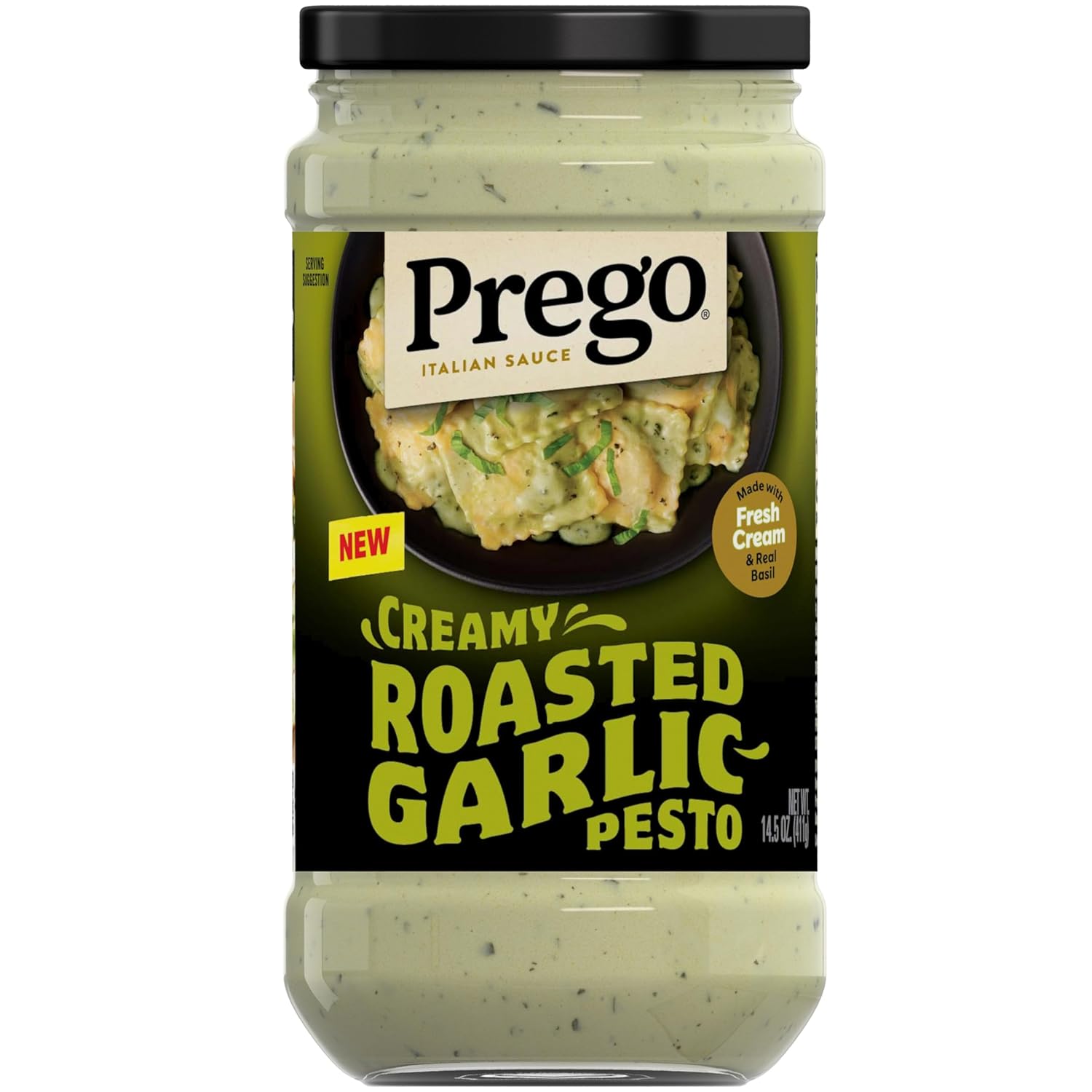 Prego Creamy Roasted Garlic Pesto Pasta Sauce, 14.5 oz Jar