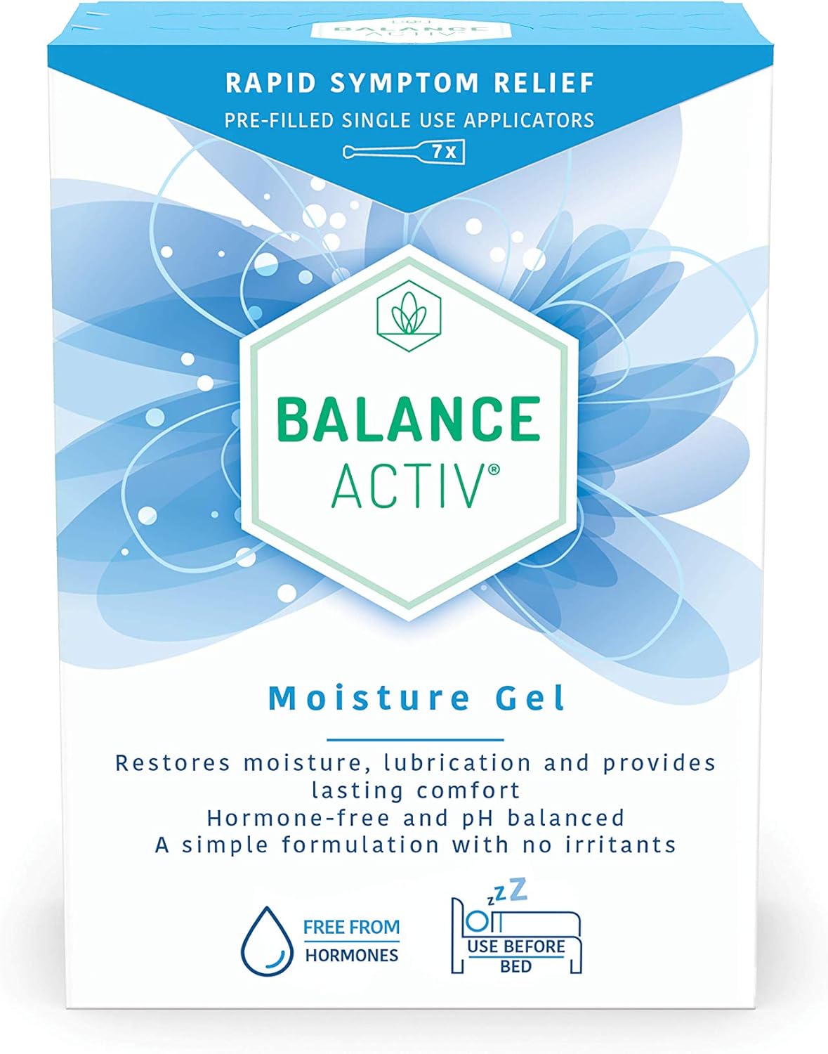 Balance Activ Vaginal Moisturiser, Menopause Moisture Gel, Long-Lasting, Fast Relief from Vaginal Dryness and Discomfort, Vaginal Dryness Treatment for Women, 7 Easy to Use Gel Applicators, 1 Pack