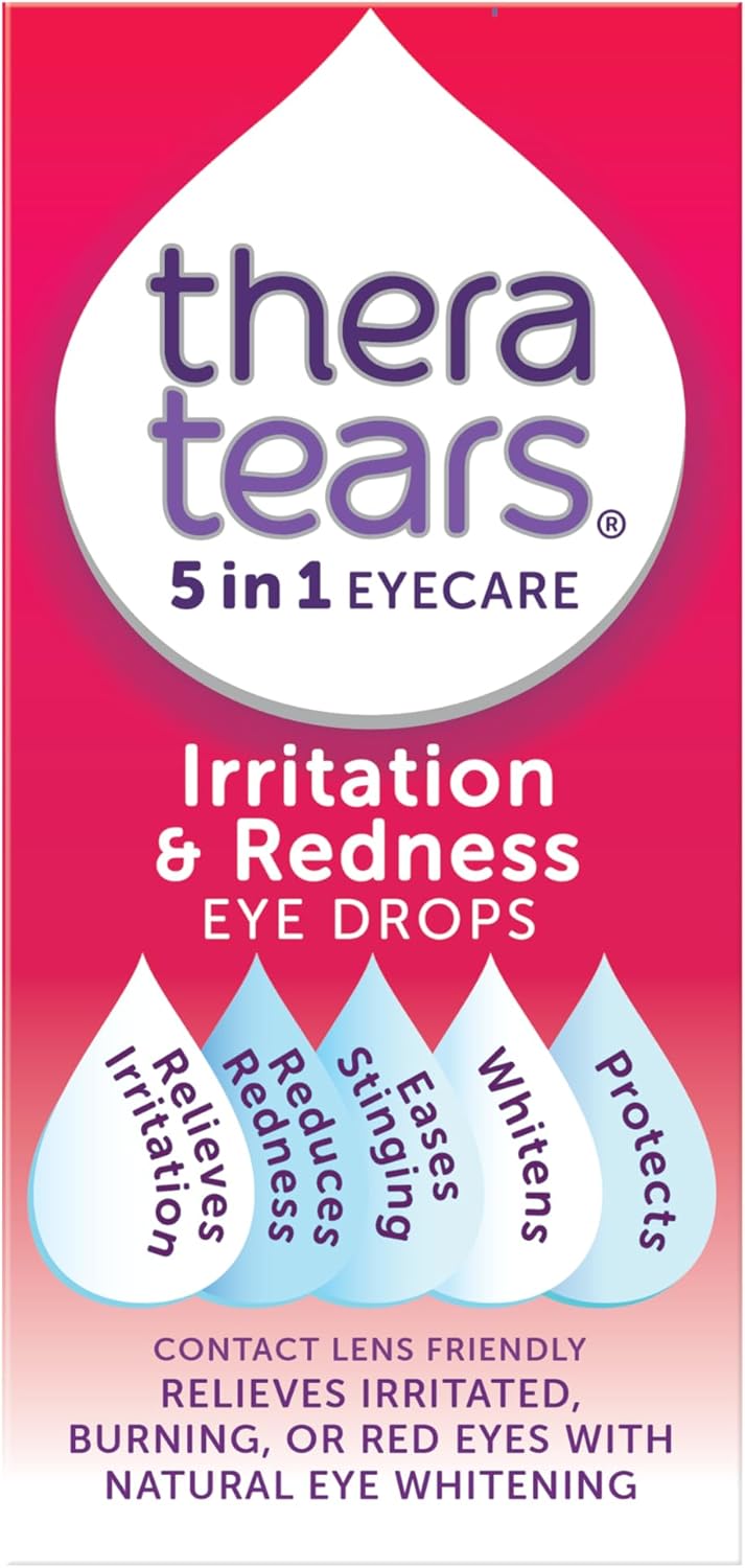 TheraTears Irritation & Redness Eye Drops | Relieves Irritated, Burning or Red Eyes with Natural Whitening | Contact Lens Friendly |5 in 1 Eye Care Drops | 10ml