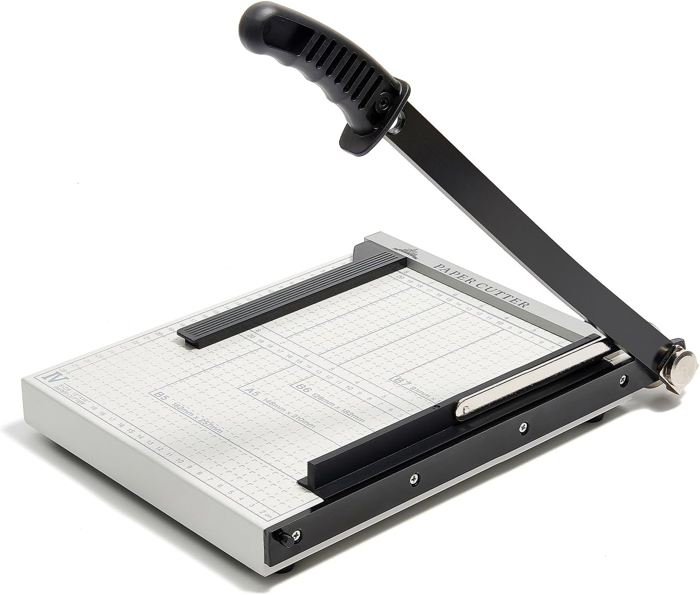 JIELISI A4 Metal Guillotine Paper Cutter Cutting Performance up to 10 Sheets,12 Inch Cut Length Manual Heavy Duty Guillotine Paper Trimmer with Safety Guard and Blade Lock，For Paper Photo Picture Card