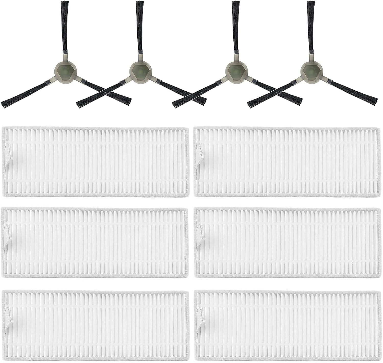 KiimSin Replacement parts accessories for Lefant M210 M210S M210B M210P M213 M213S, for OKP Life K2 K3 K3A K4 K5 vacuum cleaner, 6 HEPA filters, 4 side brushes