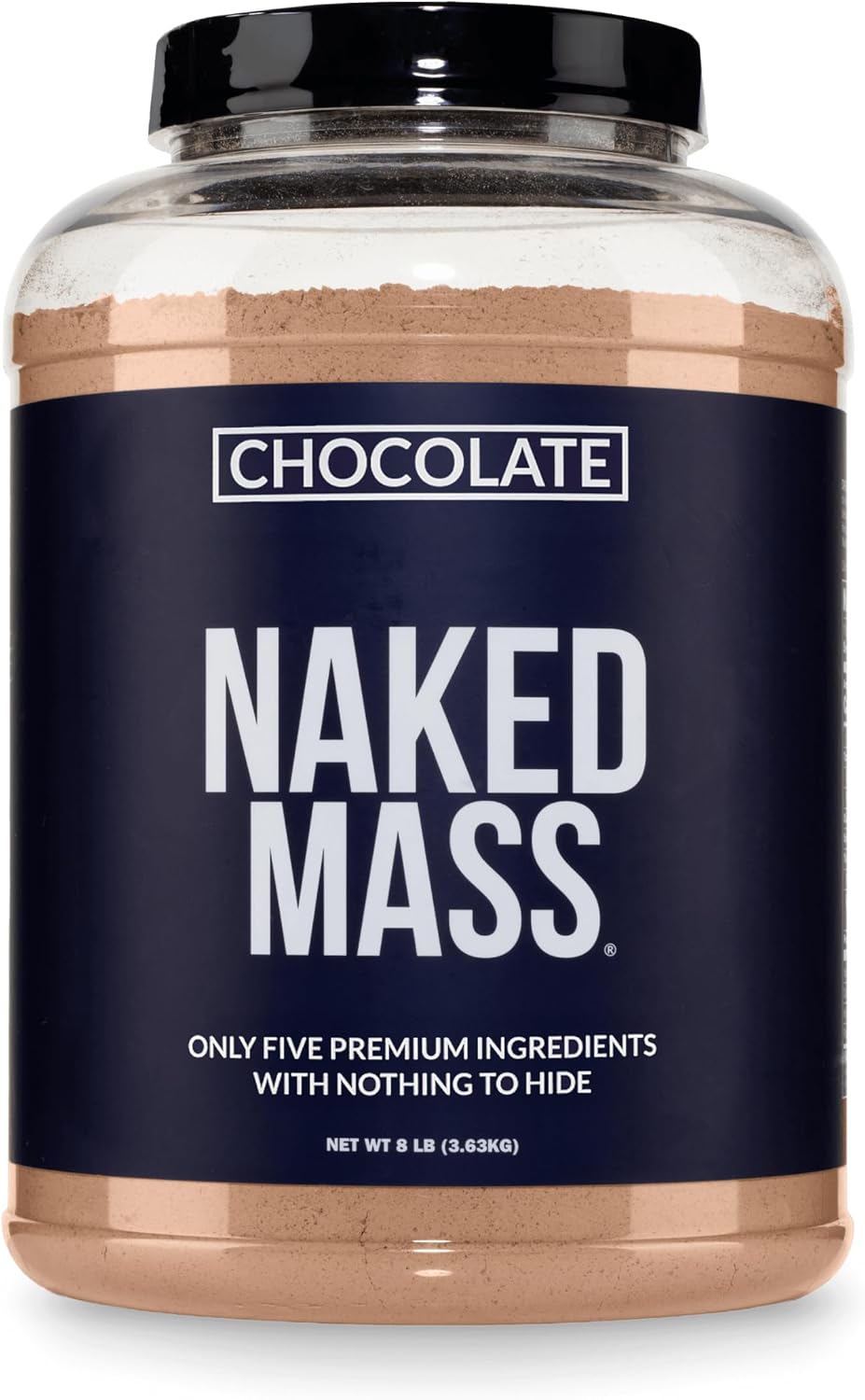 NAKED Chocolate Mass Gainer - All Natural Weight Gainer Protein Powder - 8lb Bulk, GMO Free, Gluten Free & Soy Free. No Artificial Ingredients - 1,360 Calories
