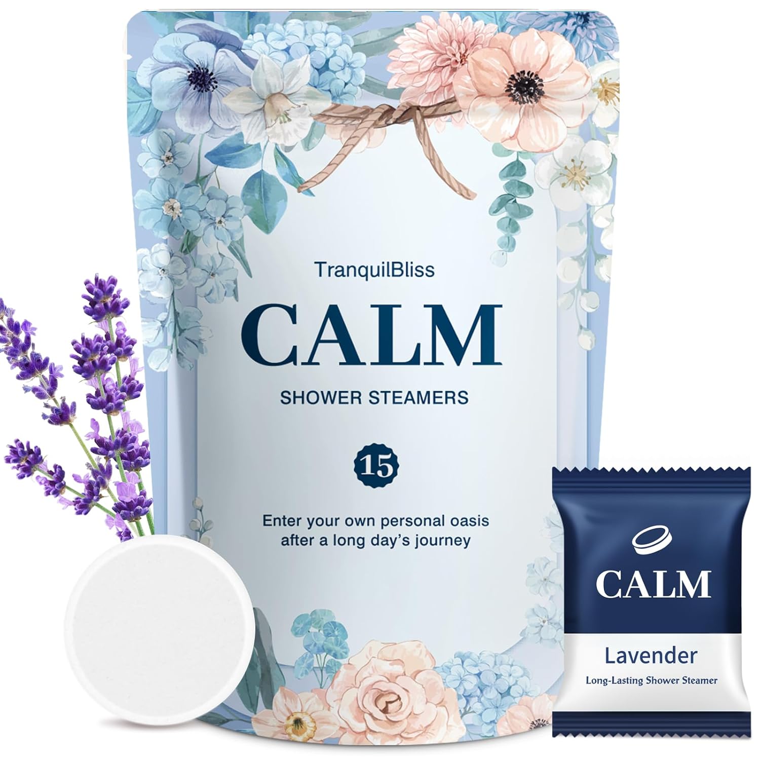 Shower Steamers-15 Pack Shower Bombs with Lavender Scent, Self-Care Presents for Women Who Have Everything, Relaxation Birthday Presents for Women, Valentines Day Presents for Her