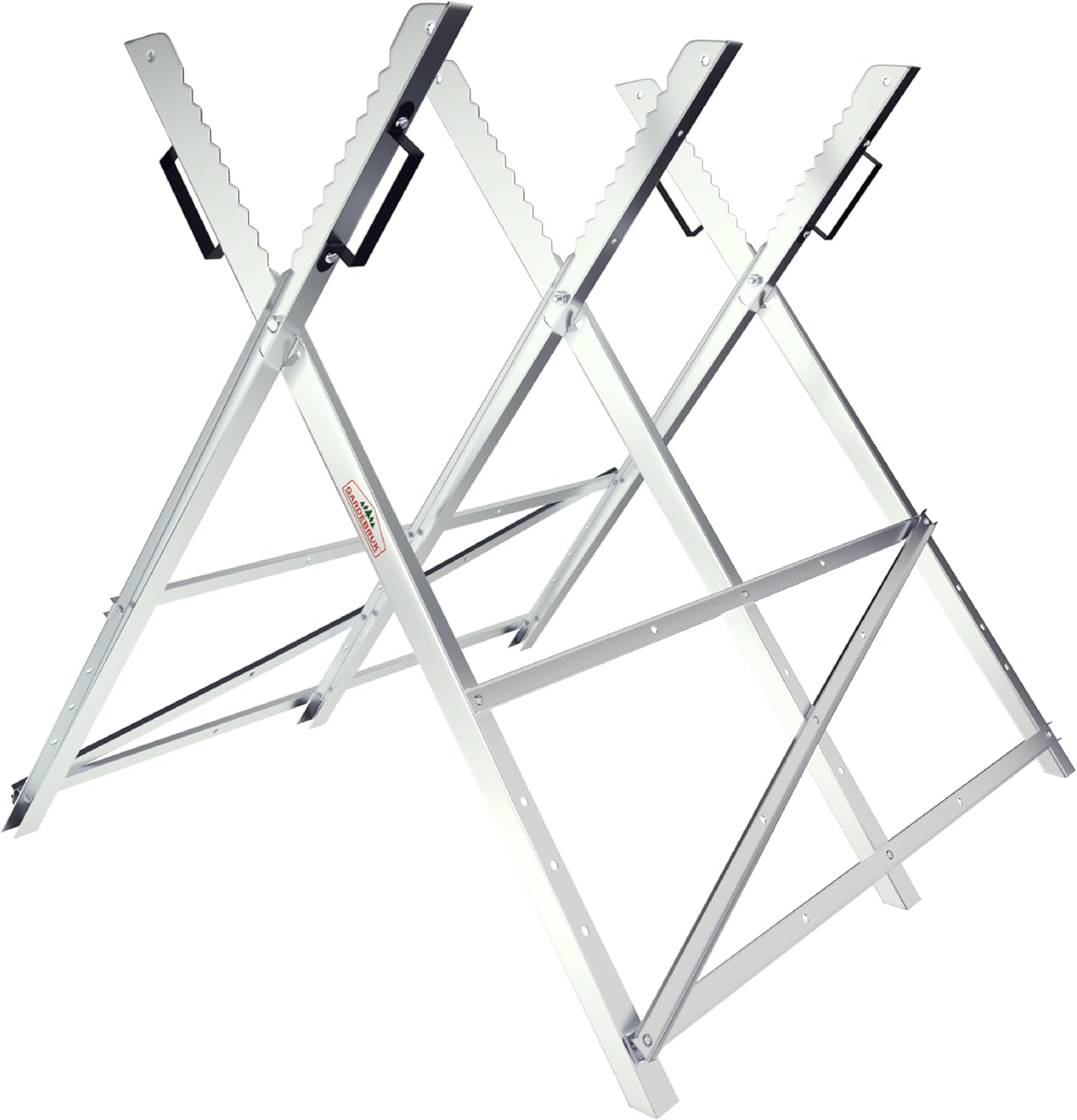 GARDEBRUK® Folding Galvanised Saw Horse | Foldable Portable Trestle | Workbench Timber Cutting Log Holder | Wood Splitter for Hand Saw Chainsaw | Sawhorse | Heavy Duty 150 kg