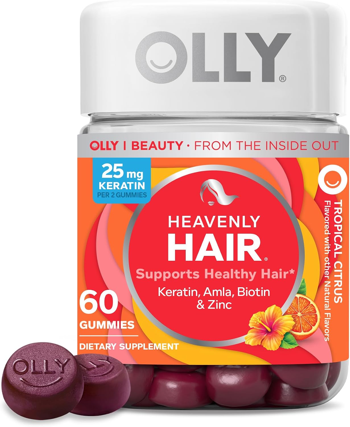 OLLY Heavenly Hair, Supports Healthy Hair,* Keratin, Biotin - 60 Count