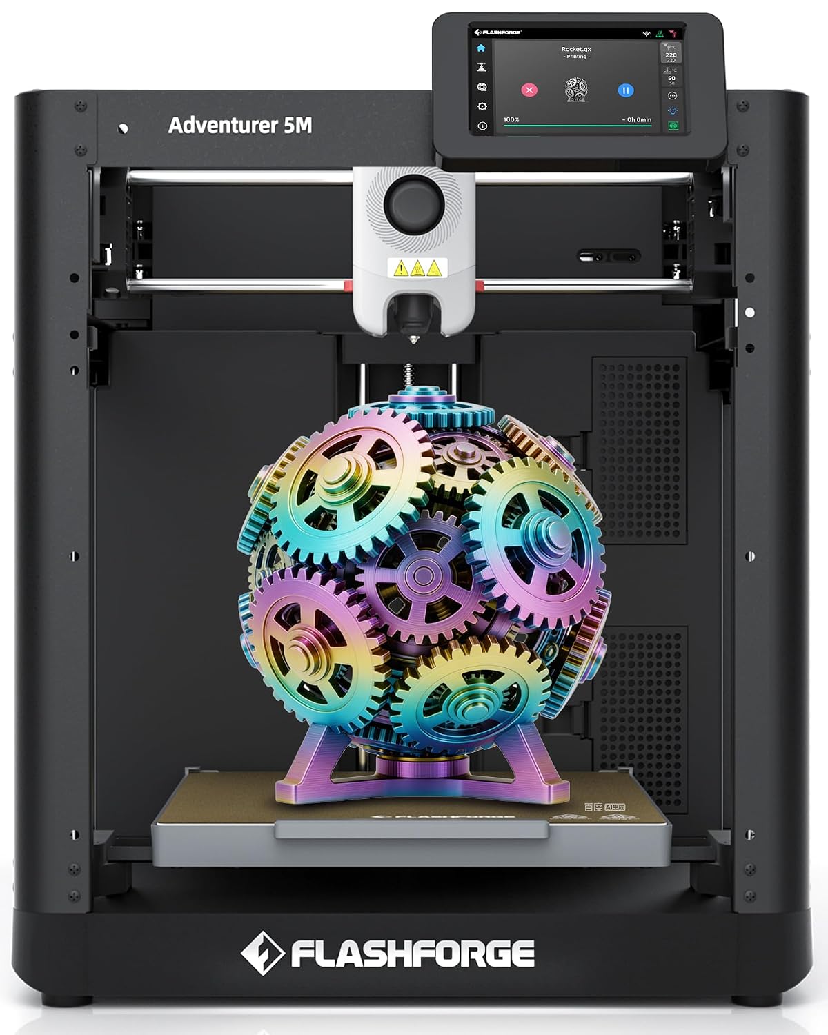 FLASHFORGE Adventurer 5M 3D Printer For Kids & Beginners, 220x220x220mm | 600mm/s Max Speed Core XY, One-Click Auto Leveling, 280°C Direct Extruder, 3s Quick Swap Nozzle,Dual-Sided PEI Platform