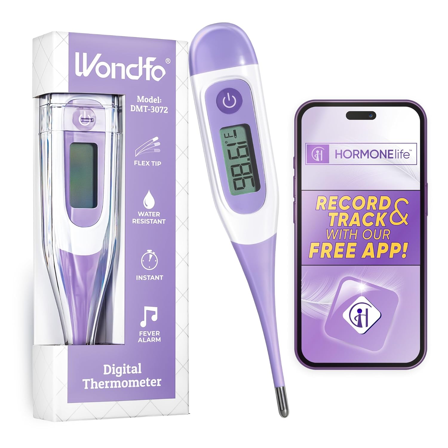Wondfo Digital Basal Thermometer for Women Fertility – BBT Thermometer for Ovulation & Pregnancy Tracking – High Accuracy & LCD Display & Waterproof