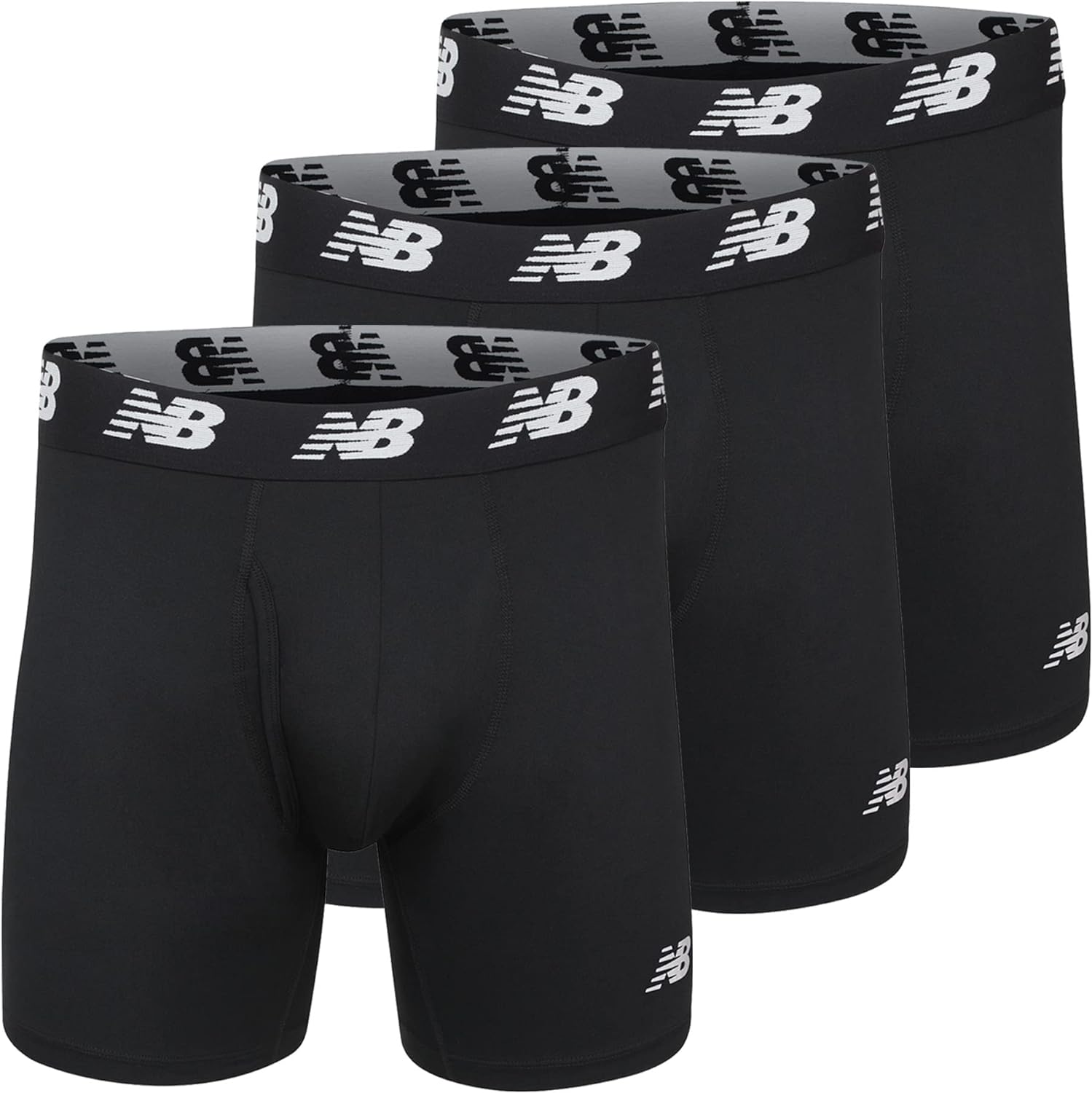 New Balance Men's 6" Premium Performance Boxer Brief with Fly Front (3 Pack)