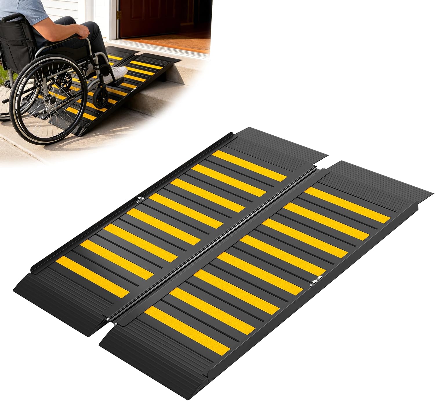 3FT Portable Wheelchair Ramp for Home, Folding, 3-9 in Rise Range