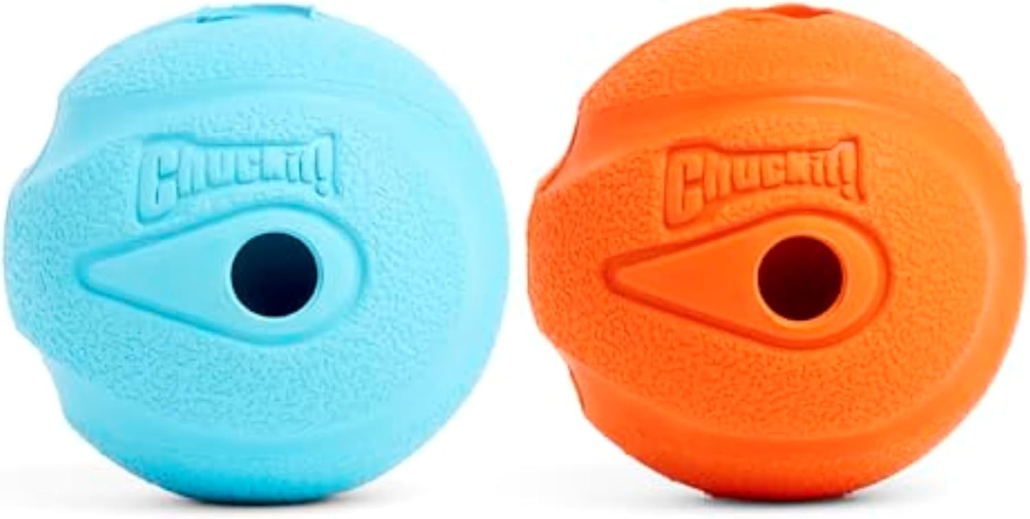 Chuckit! Interactive Ball Dog Toy Whistler Noise, Durable Rubber Dog Balls, Launcher Thrower Compatible Interactive Toys for Dogs for Boredom, Medium, Pack of 2