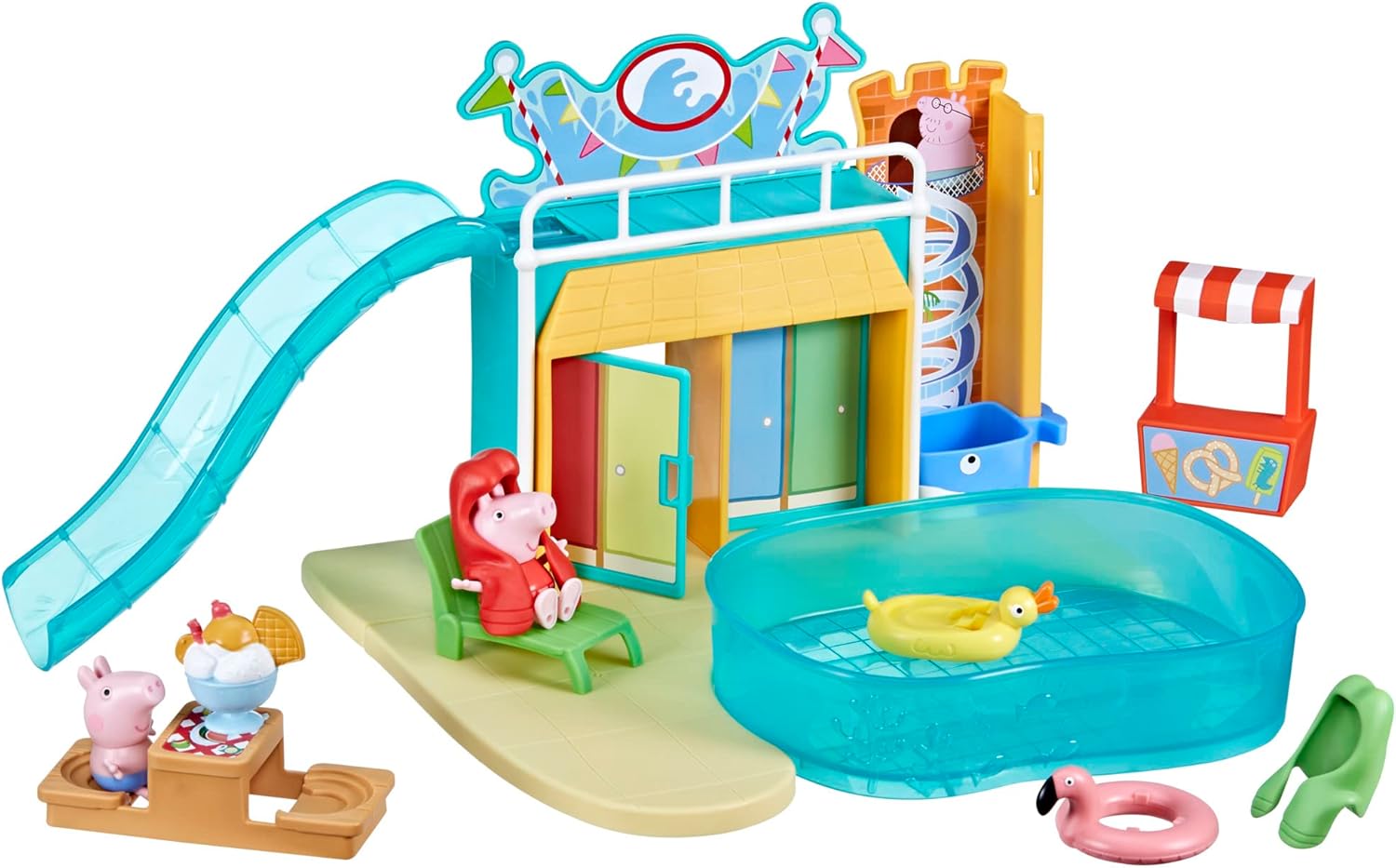 Peppa Pig Toys Peppa's Waterpark Playset with 15 Pieces Including 2 Figures, Kids Toys