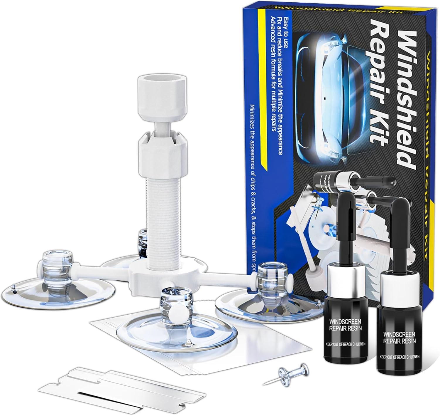 Holts Windshield Repair Kit, Car Windshield Crack Repair Kit, 2 Bottles Windshield Chip Repair Kit Quick Fix for Rock Chip Repair Kit Windshield Chips, Cracks, Bulls-Eye and Star-Shaped Crack