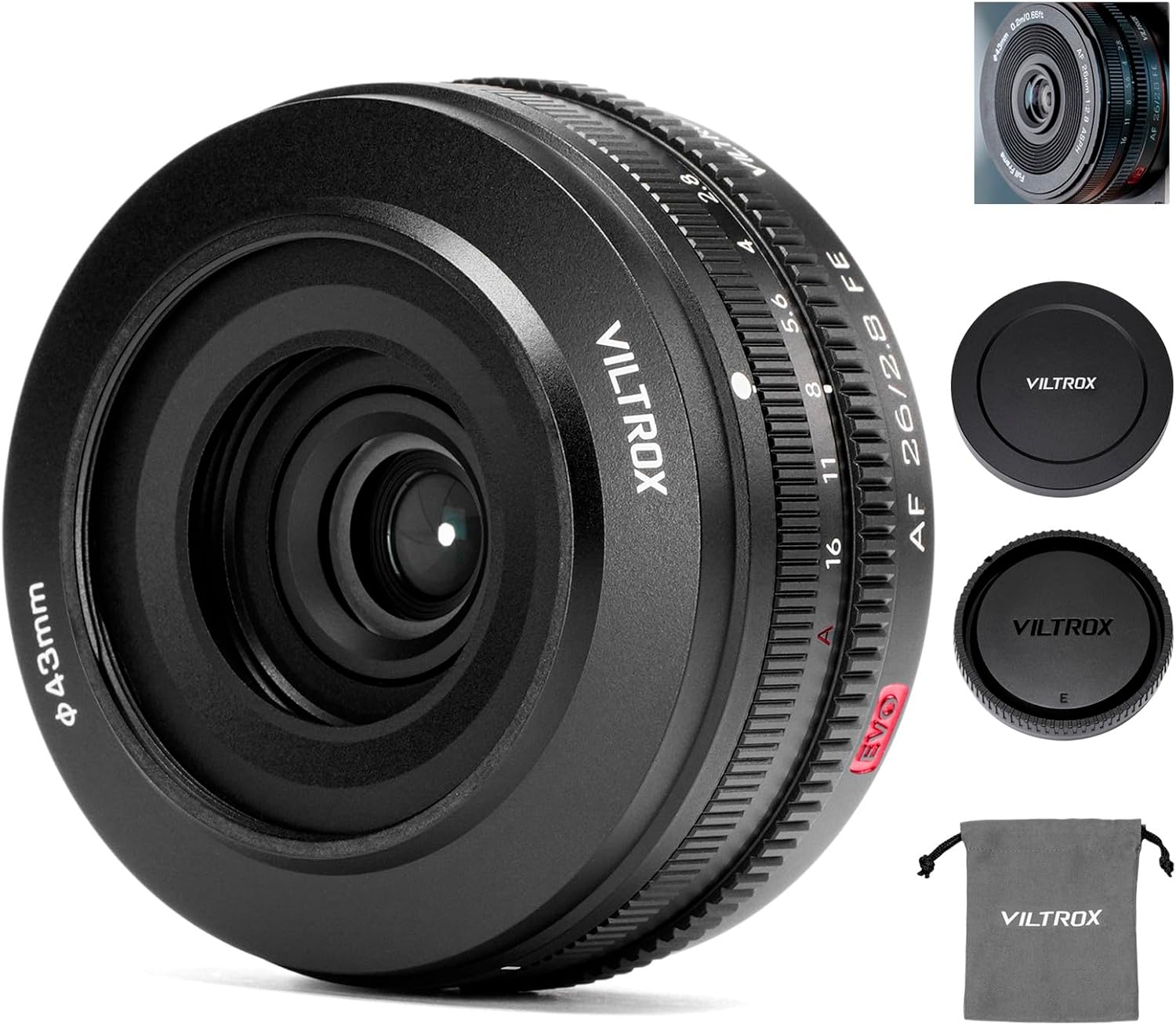 VILTROX 26mm F2.8 EVO FE Full Frame Lens for Sony E, Auto Focus Ultra-Thin Pancake Lens for Sony E-Mount Cameras A7II A7SIII A7II A7RIII A7IV A7RIV A9 A1 FX3 A7RV ZVE1 A7CR A7CII A93