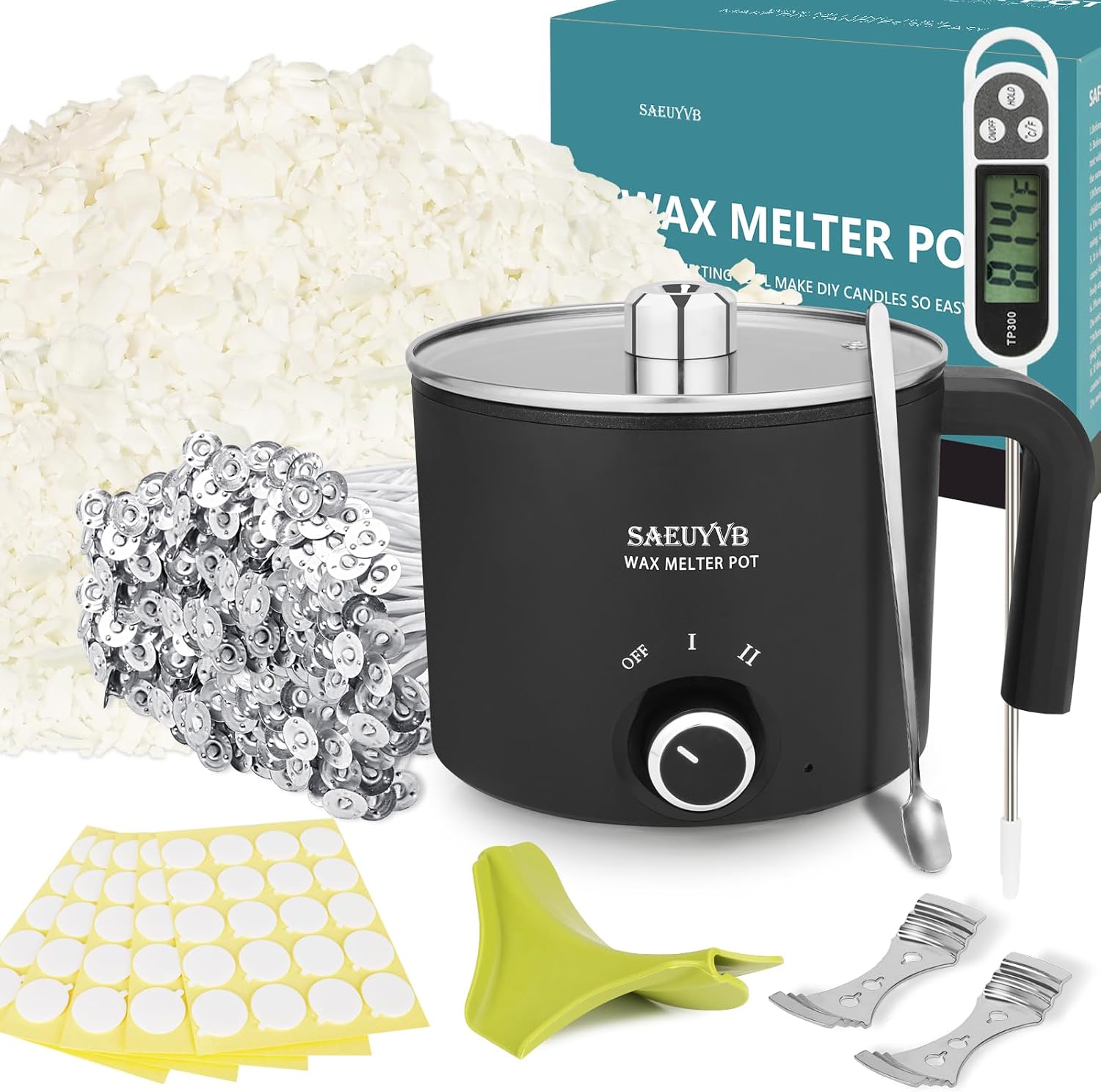 SAEUYVB 5lbs Soy Wax for Candle Making with 1.8L Wax Melter Pot