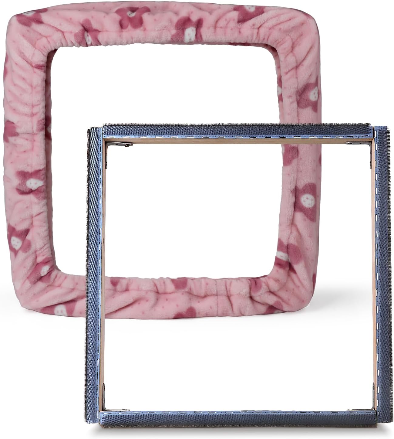ICZW Gripper Strip Frame Punch Needle Frame Rug Hooking with Frame Cover 15.7" x 15.7" (Pink)