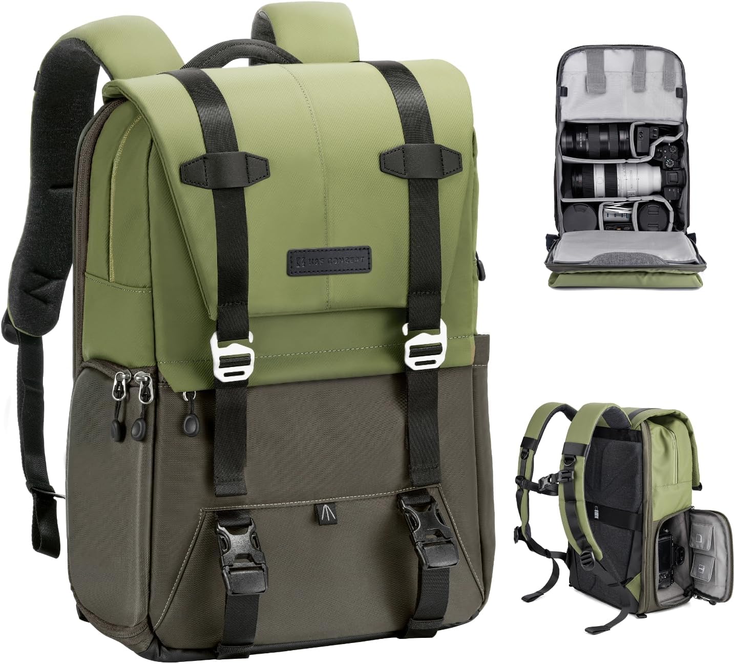 K&F Concept Camera Backpack, Camera Bags for Photographers Large Capacity Camera Case with Raincover,15-15.6 Inch Laptop Compartment Compatible for Canon/Nikon/Sony/DJI Mavic Drone(Backpack 20L)