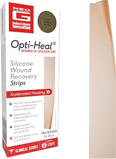 Neo G Opti-Heal Wound Recovery Silicone Scar Strips for Surgical Scars, C Section, Burn, Acne, Keloid Treatment - Medical Silicone Scar Sheets - New and Old Scar Treatment - 1.6 x 5.9 inch - 6 Strips