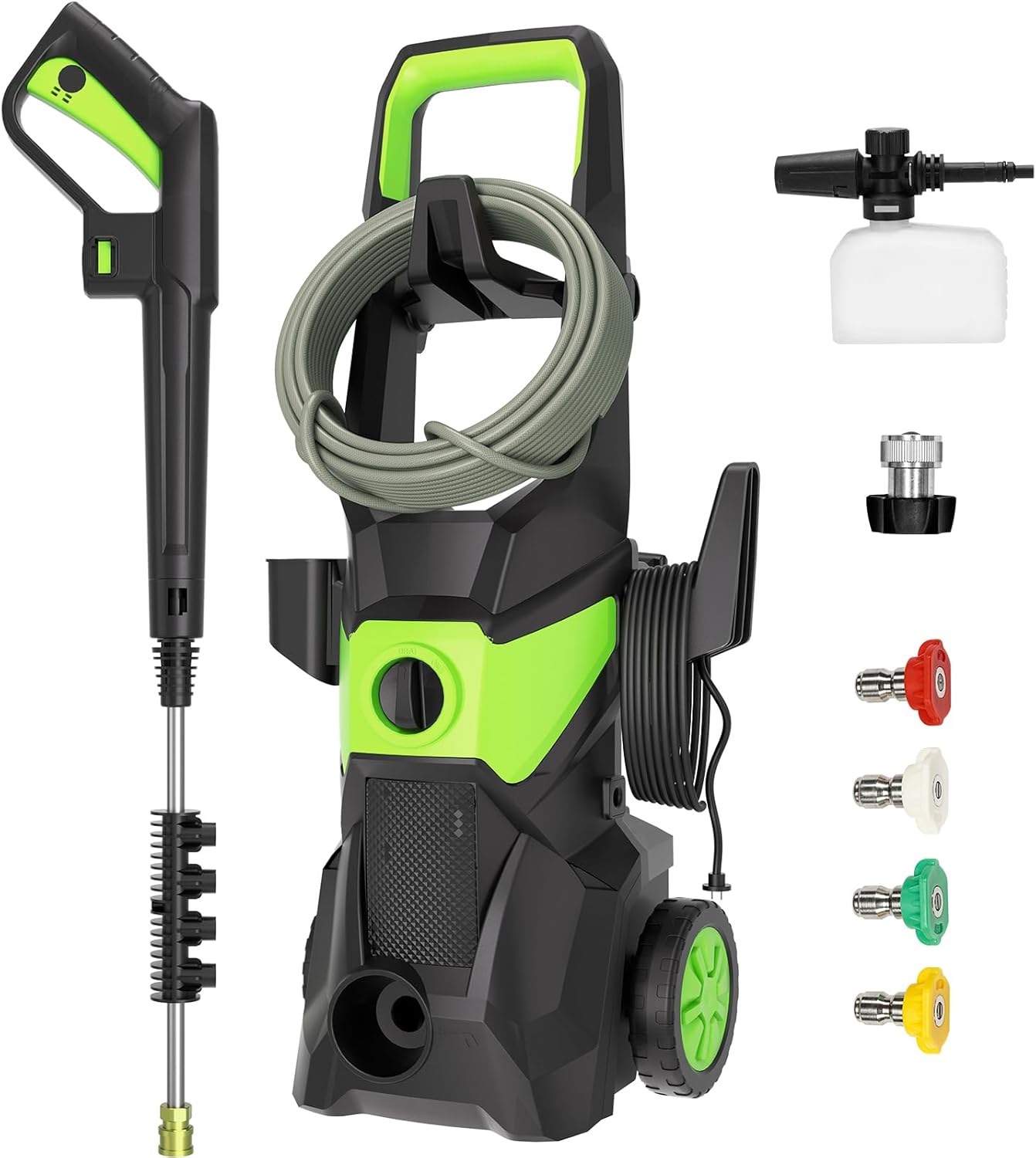 Electric Pressure Washer - 3000PSI Electric Power Washer with 33FT Pressure Hose, 33FT Power Cord, 4 Nozzles,450ML Foam Bottle, High Pressure Washer for Cars, Fences, Patios, Driveways