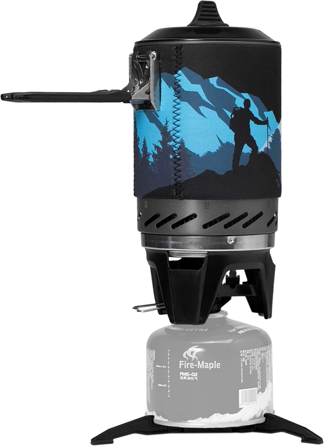 Fire-maple FMS-X2 Personal Cooking System Outdoor Hiking Camping Equipment Oven with Piezo Ignition POT Support & Stand for Outdoor Acitivities- Portable Propane Gas Stove Burner