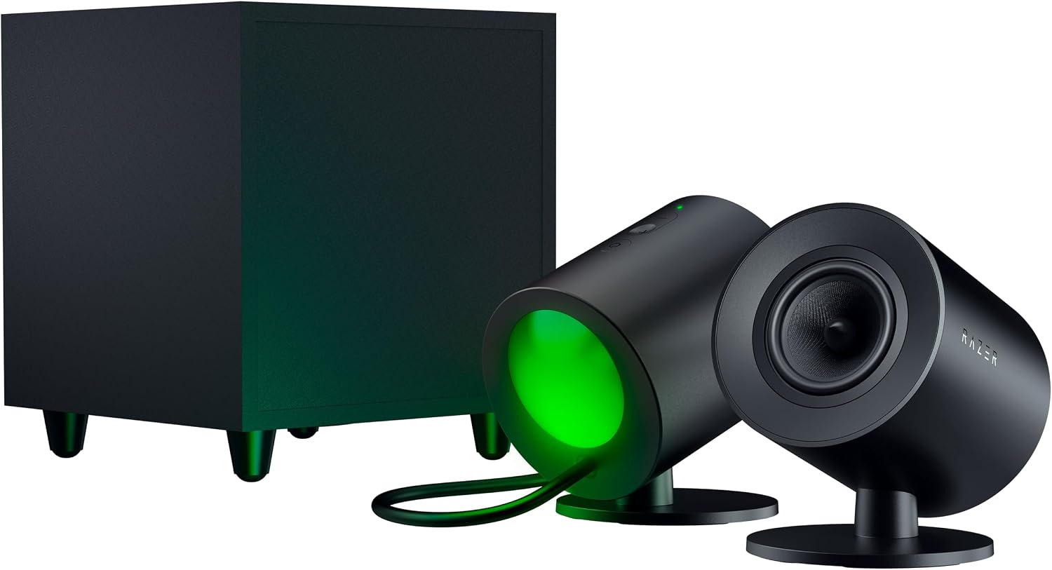 Razer Nommo V2 - Full-Range 2.1 PC Gaming Speakers with Wired Subwoofer (3” Full-Range Drivers with Aluminum Phase Plugs, Down-Firing Subwoofer with 5.5” Driver, THX Spatial Audio) Black