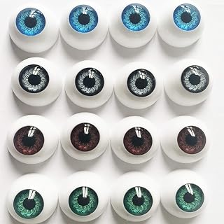 8 Pairs of 4 Colors 22mm Half Round Realistic Acrylic Eyes for Halloween Props, Masks, Dolls or Bears Craft Plastic Eyeballs (22mm)