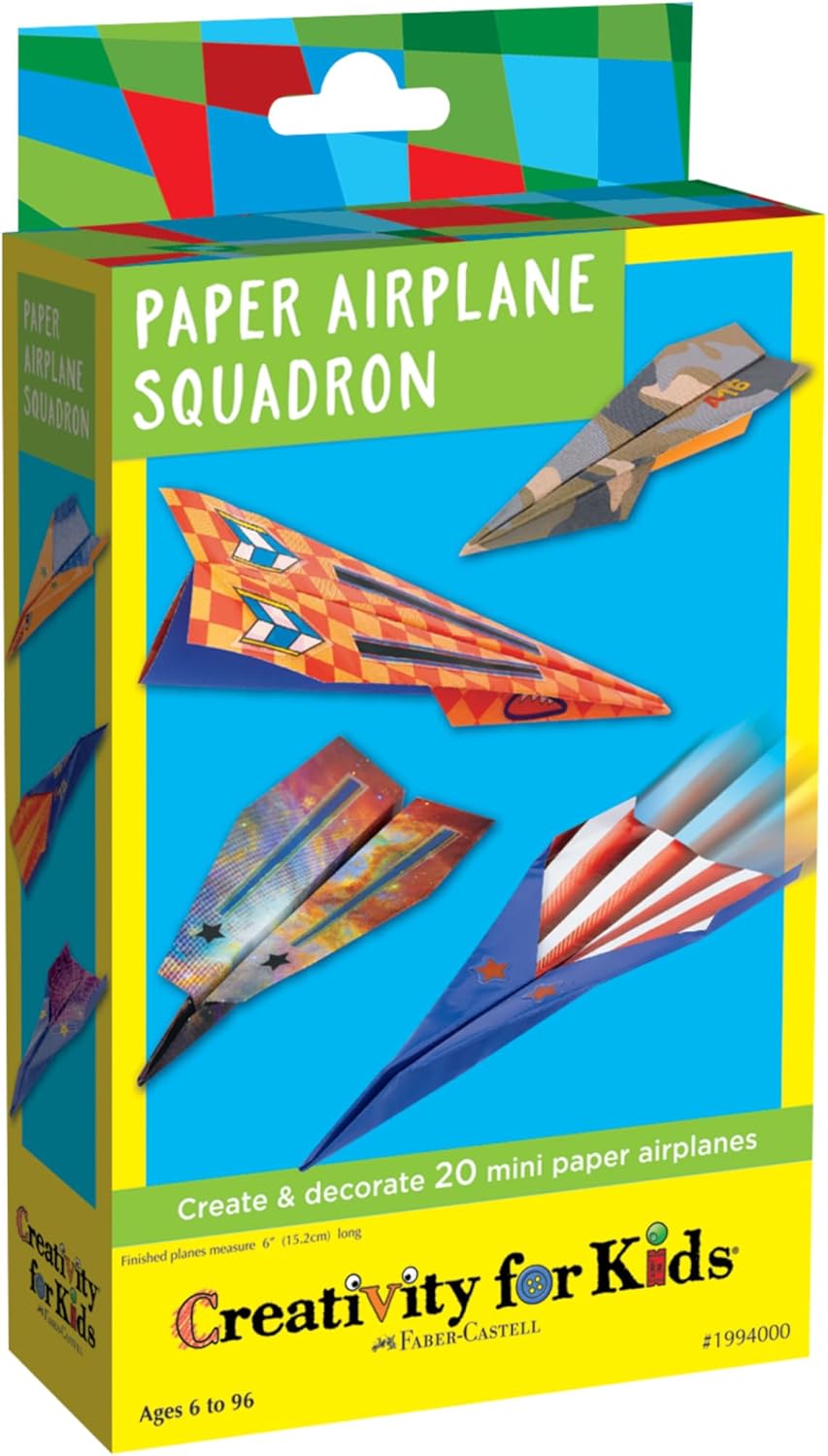 Creativity for Kids Paper Airplane Squadron - Create 20 Paper Airplanes, Crafts for Boys and Girls, Stocking Stuffers and Gift for Boys, Kids Activities (Ages 6+)