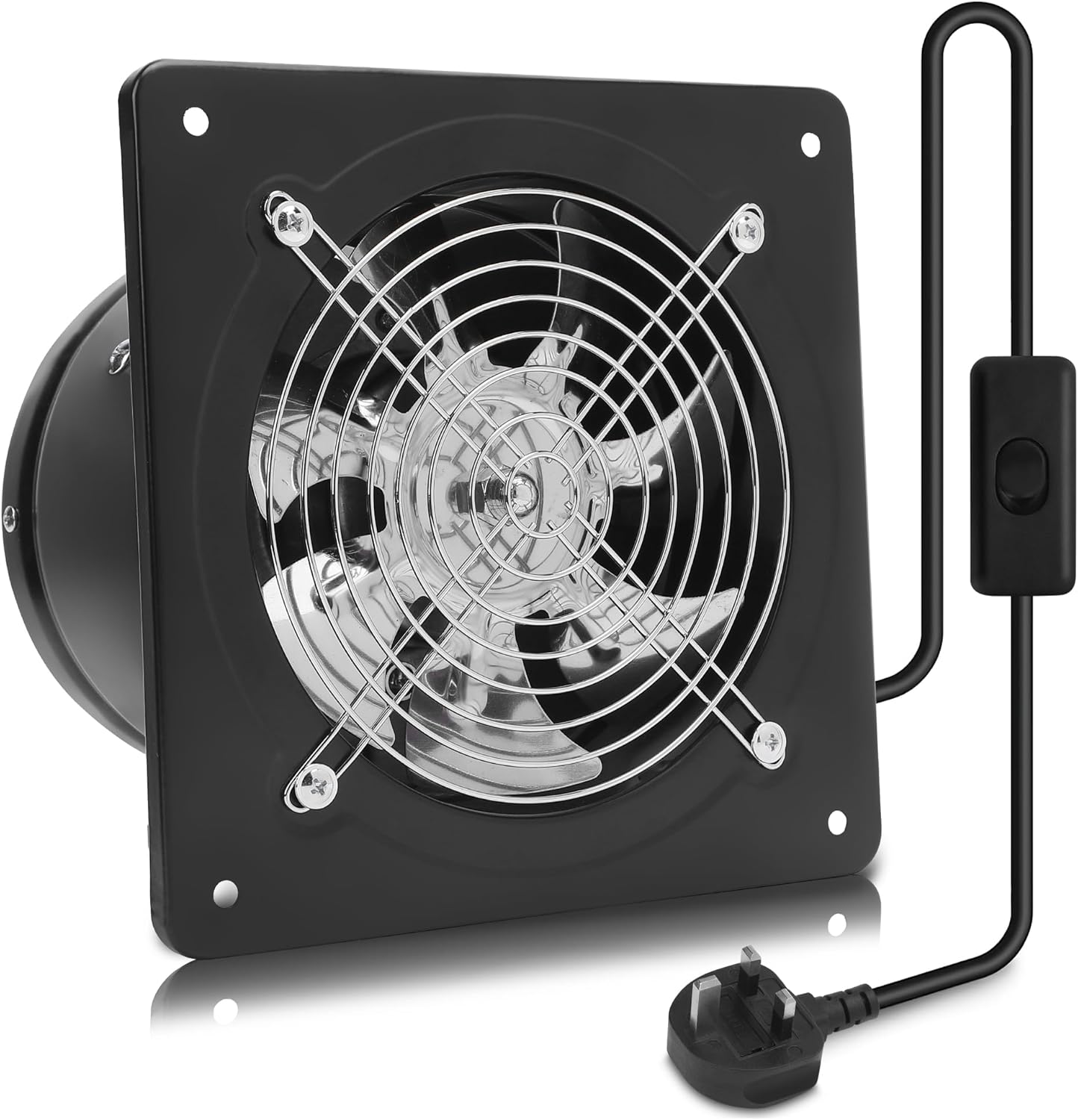 MEKOTRIN 8 Inch/200 mm Extractor Fan Kitchen, Wall Mounted Exhaust Fan Industrial Ventilation Fan with Switch Easy to Use for Kitchen Restaurant Warehouse Garage Bathroom Window(Black)