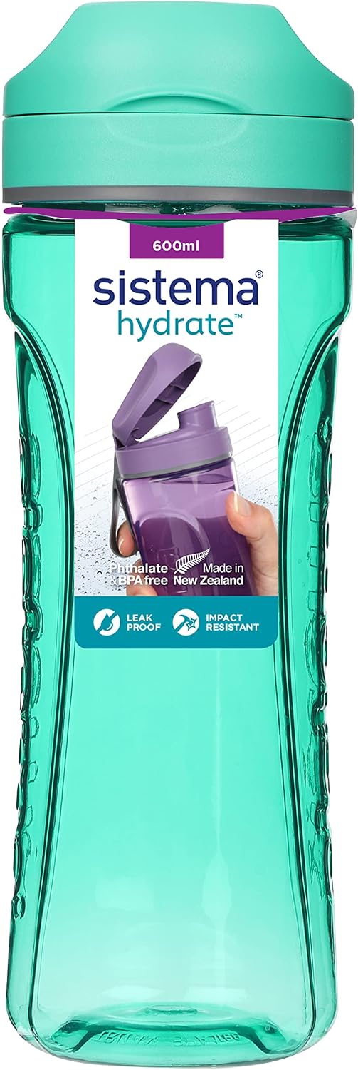 Sistema Hydrate Tritan Swift Water Bottle | 600 ml | Leakproof Water Bottle | BPA-Free | Assorted Colours
