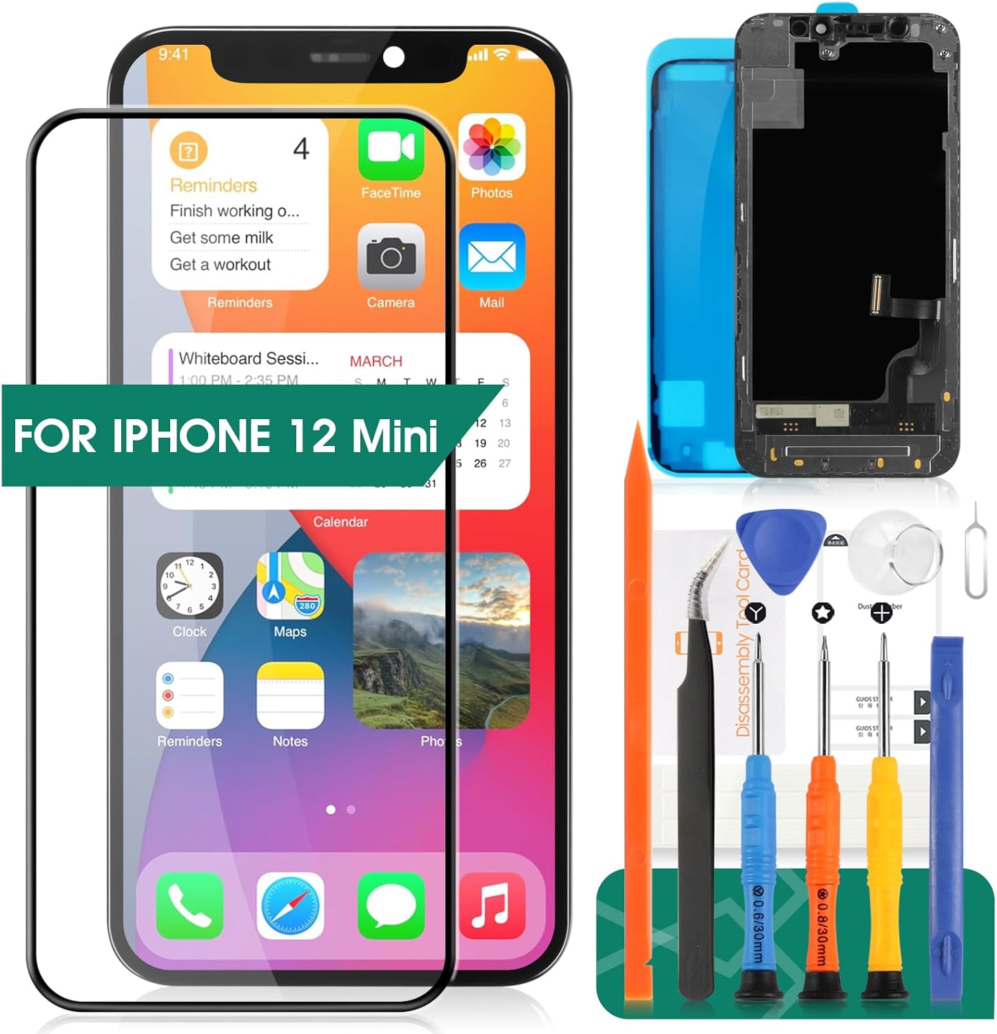 for iPhone 12 Mini Screen Replacement 3D Touch 5.4 Inch LCD Screen Replacement A2399 LCD Display A2176 Touch Digitizer Compatible with Model A2398,A2400,A2399 Assembly Repair Parts Kits(Black Incell)