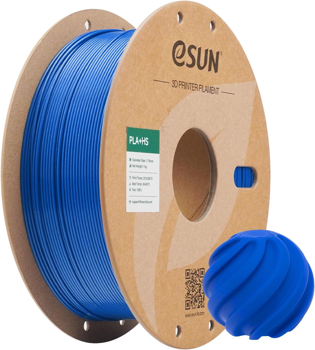 eSUN High Speed PLA+ Filament 1.75mm, 3D Printer Filament Speedy PLA Plus for Fast Printing, Dimensional Accuracy +/- 0.03mm, 1KG Cardboard Spool (2.2 LBS) 3D Printing Filament for 3D Printers, Blue