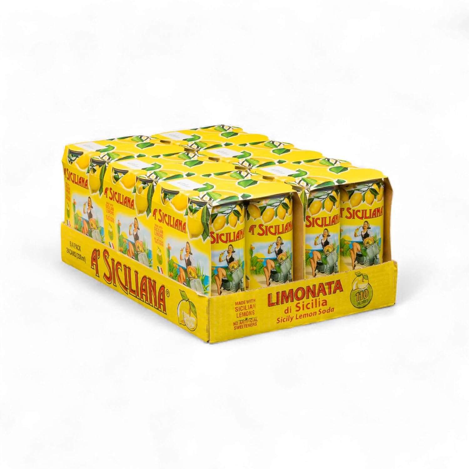 A' Siciliana Sicilian Sparkling Beverage - Refreshing and Delicious Italian Soda made with Sicilian Citrus - Authentic Imported Italian Beverage - Limonata Soda 24 Pack of 11.15 fl oz Cans