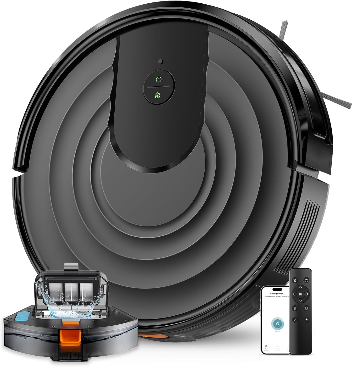 Robot Vacuum and Mop Combo 5000Pa 650mL 2 in 1 Mopping Robot Vacuum Cleaner Schedule WiFi/Alexa/App Smart Self-Charging Robotic Vacuum Ultra-Slim Quiet Tangle-Free Ideal for Hard Floor Pet Hair Carpet