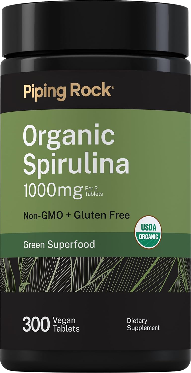 Piping Rock Organic Spirulina | 1000mg | 300 Tablets