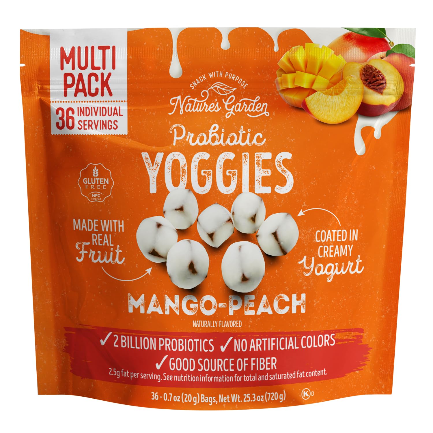 Nature's Garden Probiotic Mango Peach Yoggies 25.3oz (36x0.7oz) Fruit Snack