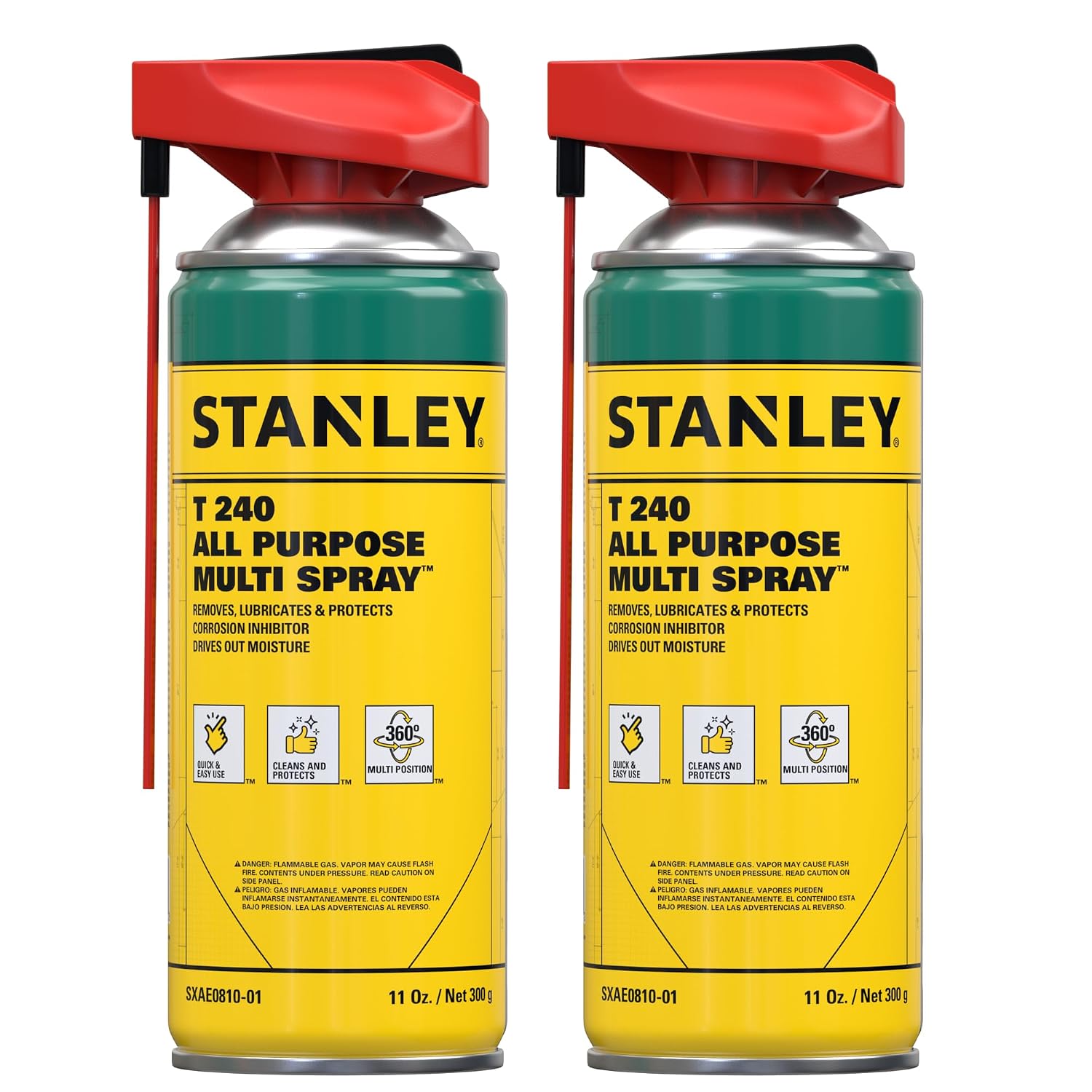 STANLEY T 240 Corrosion Inhibitor Spray - Rust Remover&Cleaner Aerosol - Versatile Rust Prevention Spray for Garage, RV, Woodworking, Power Tools - 11 Oz, 2 Pack