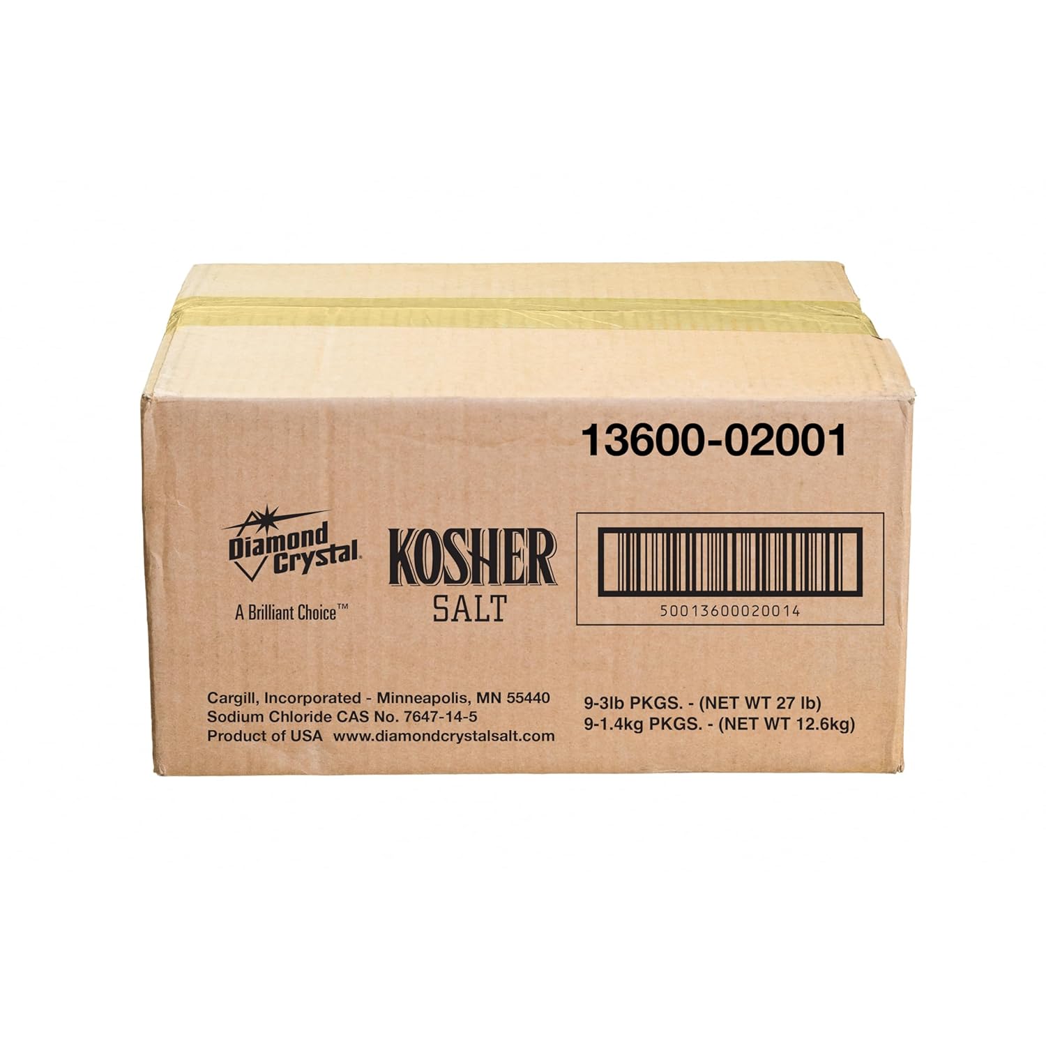 Diamond Crystal Kosher Salt – Full Flavor, No Additives - Pure and Natural Since 1886-3 LB (Full Case of 9)
