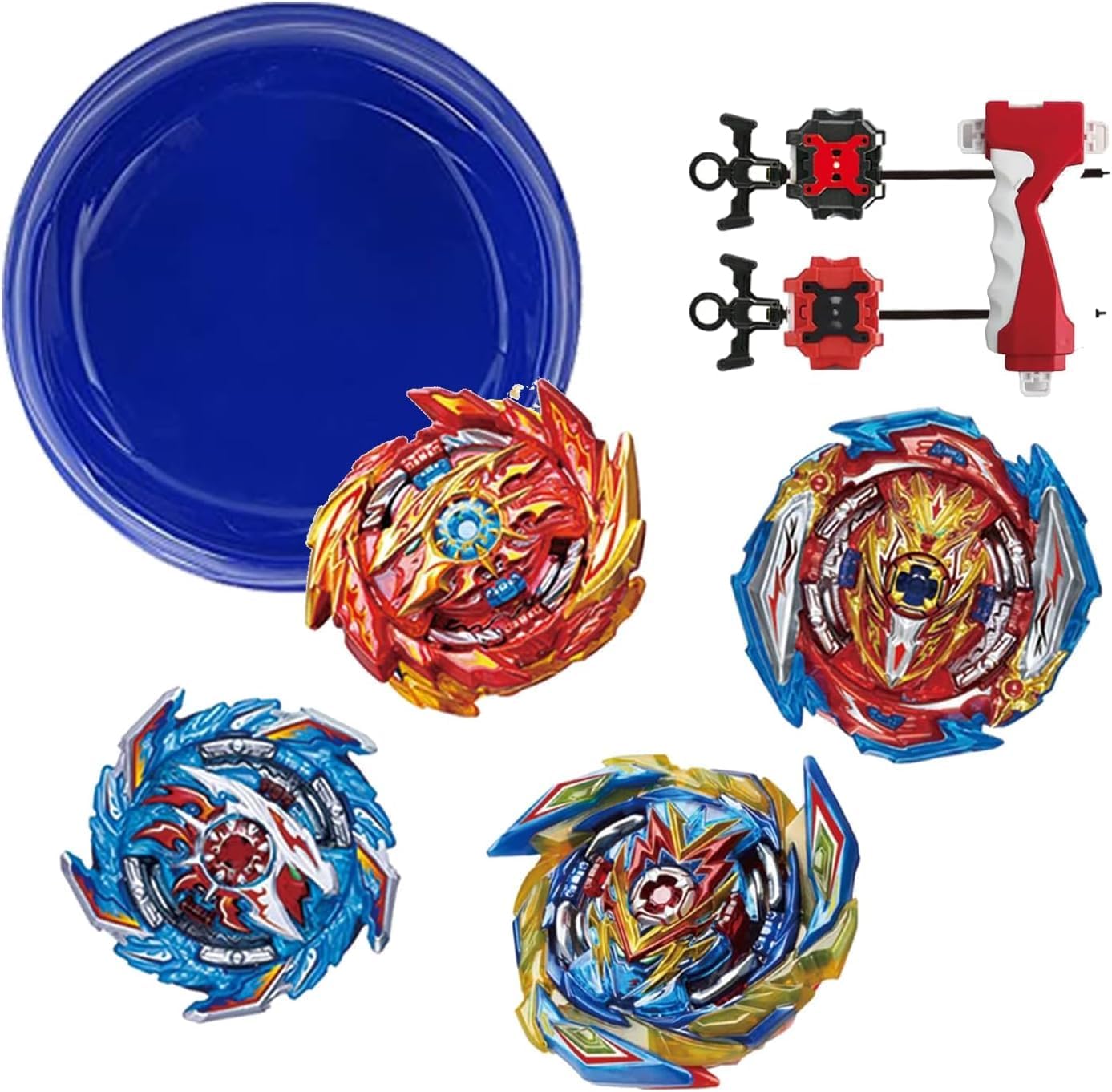 Battling Tops Burst Toy Game Set Great Birthday Gift for Children Kids Boys Ages 6 8 10 12+ Battle Battling Tops Set 4 Spinning Tops 2 Launchers