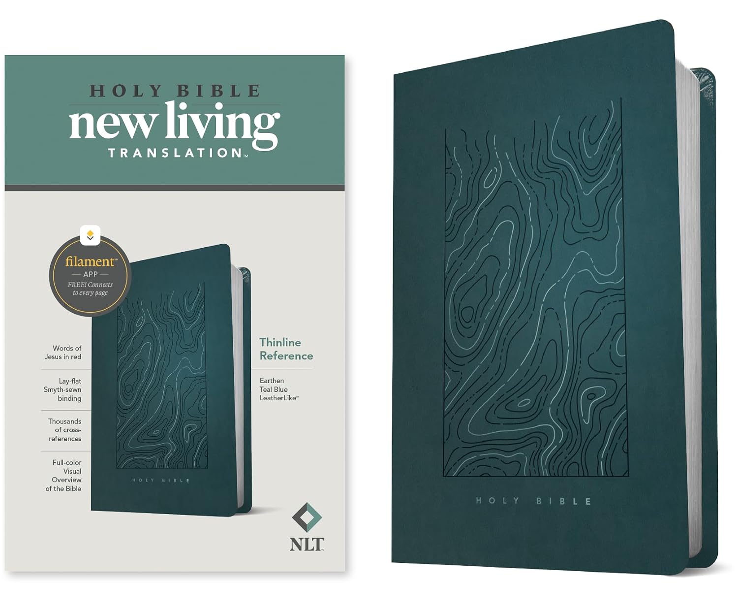 NLT Thinline Reference Bible, Filament Enabled Edition: New Living Translation, Thinline Reference Bible, Teal Blue, Filament Enabled Edition, Red Letter, Leatherlike
