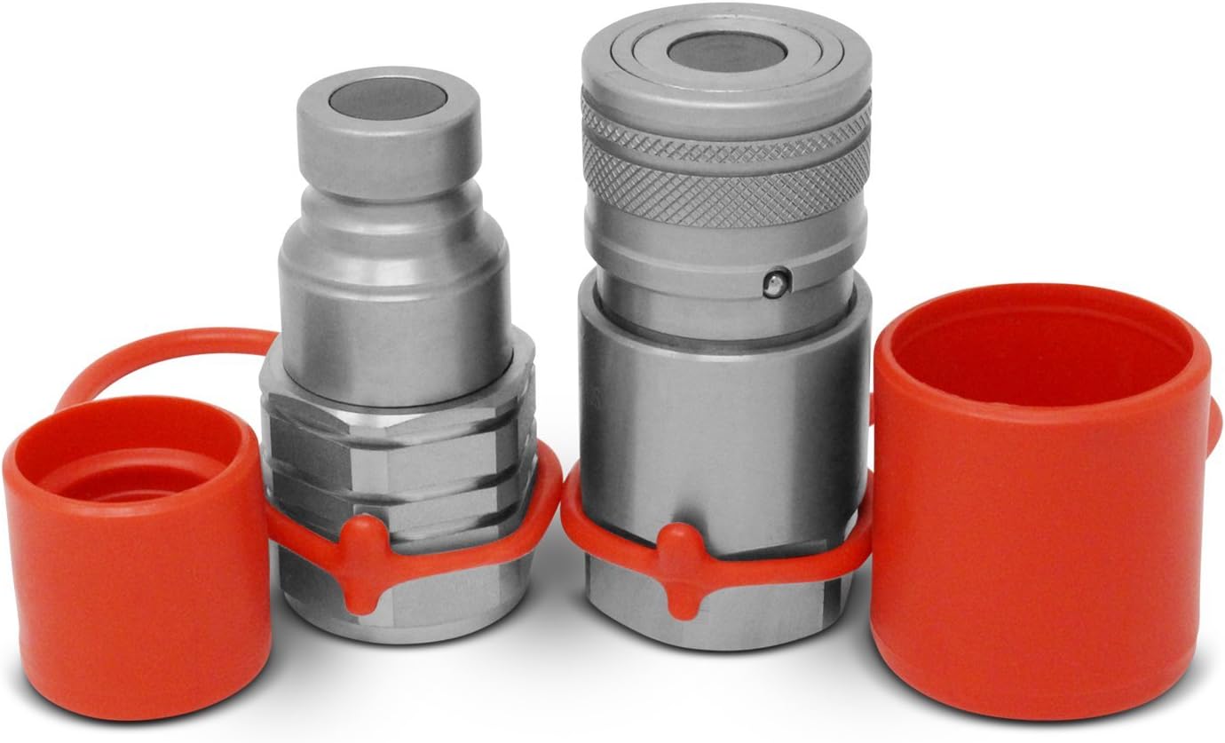 Summit Hydraulics 1/2" Skid Steer Bobcat Flat Face Hydraulic Quick Connect Couplers/Couplings Set w/Dust Caps