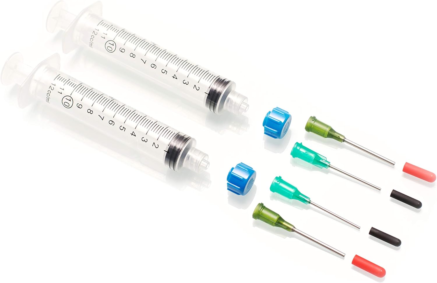 Mini Industrial Syringe Pack - 10ml Luer Lock Syringes, 14 and 18 Gauge Blunt Needles, Covers and Syringe Caps | Precision Crafting, Gluing, Refilling Pens and Empty Cartridges, Repairs