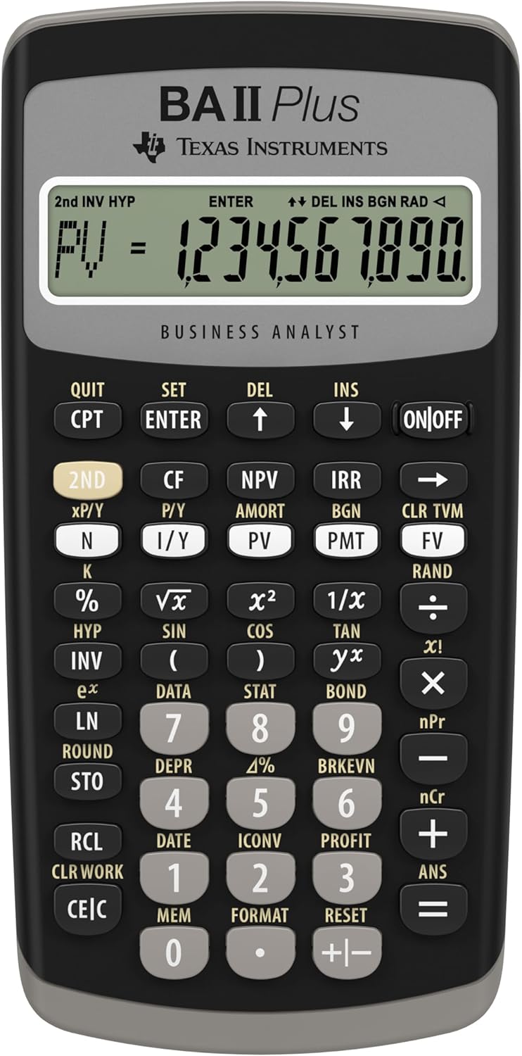 Texas Instruments IIBAPL/TBL/1L1 BA II Plus Financial Calculator, Black, small