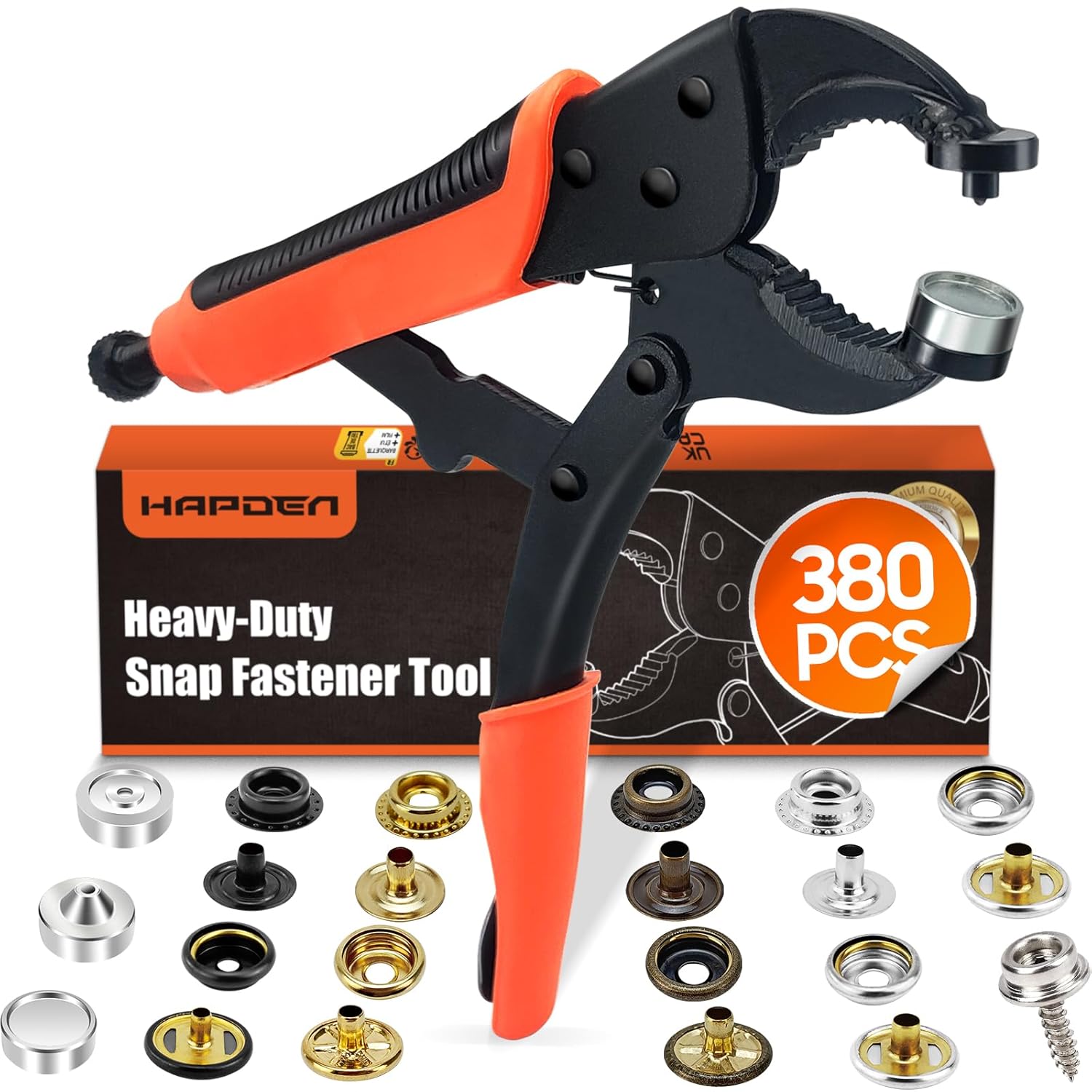 Heavy Duty Snap Fastener Tool, Snap Setter Tool with 100 Sets 4 Color Boat Cover Snaps, Snap Repair Kit, Repairing Boat Covers, Canvas, Fabric, Tarps