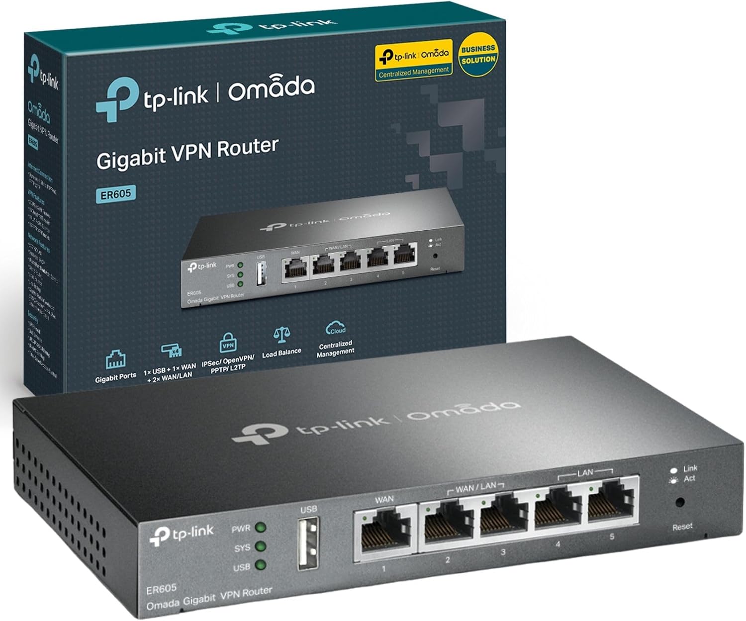 TP-Link SafeStream Busniess Gigabit Multi-WAN VPN Router, Supports IPsec/PPTP/L2TP, Up to 20 Ipsec VPN Tunnels, Easy Management (ER605)