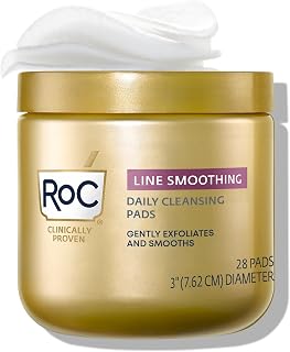 RoC Resurfacing Disks, Hypoallergenic Exfoliating Makeup Remover Pads for Wrinkles and Skin Tone, Hypo-Allegenic Skin Care, Oil-Free Daily Cleanser, 28 Count (Packaging May Vary)