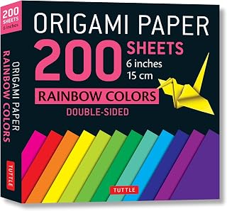 Origami Paper 200 sheets Rainbow Colors 6" (15 cm): Tuttle Origami Paper: Double Sided Origami Sheets Printed with 12 Different Color Combinations (Instructions for 6 Projects Included)