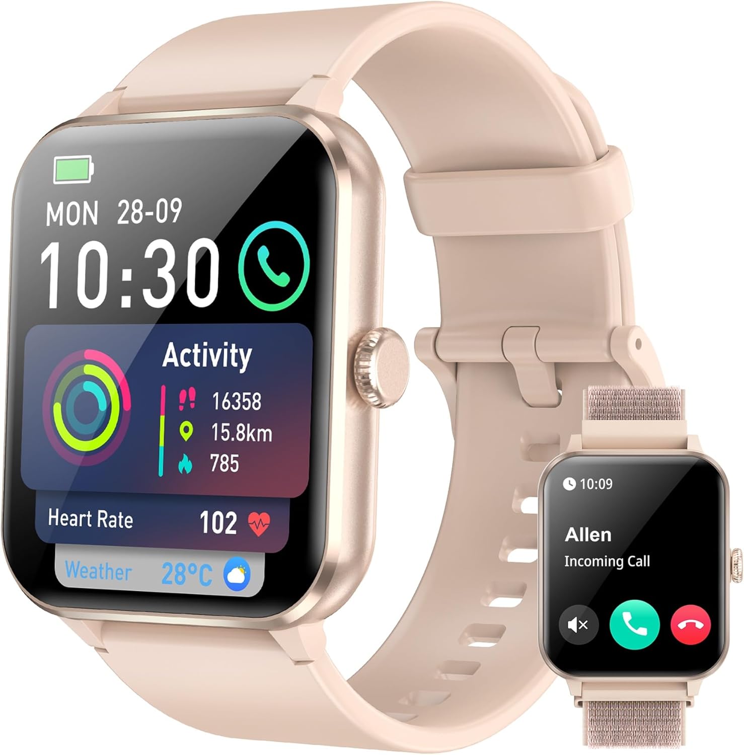 Smart Watch for Women, 1.85" Touch Smartwatch Answer/Make Calls, Fitness Watch with Heart Rate Sleep Monitor Step Counter, 110+ Sports Modes Activity Tracker, IP68 Waterproof Watch for Android iOS